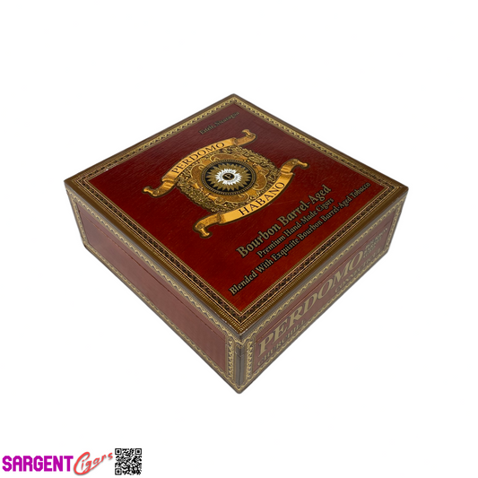 Perdomo Bourbon Barrel Aged Conn Churchill Empty Wooden Cigar Box 7.75x8x3