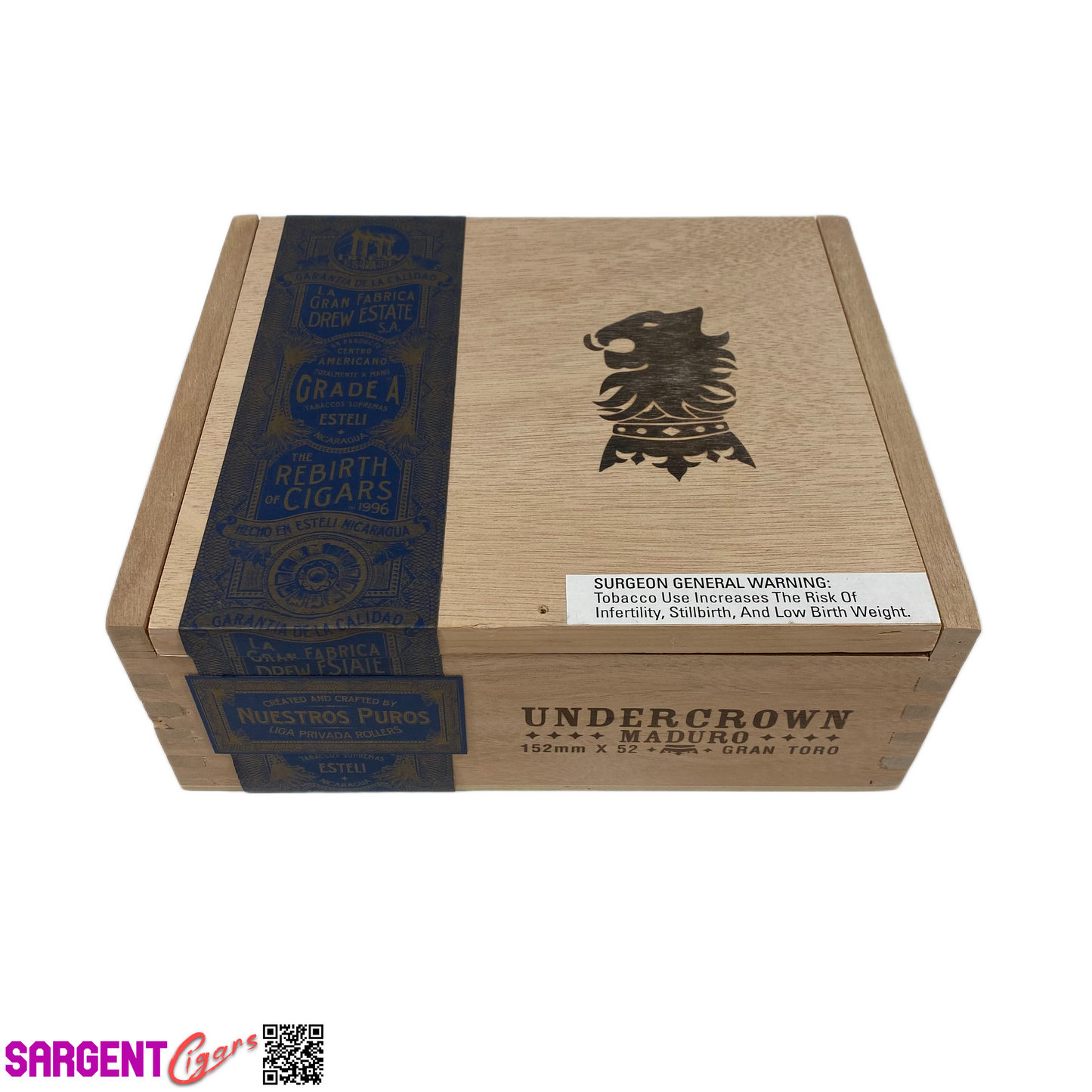 Undercrown Maduro Gran Toro Empty Wooden Cigar Box 8.25x7x3