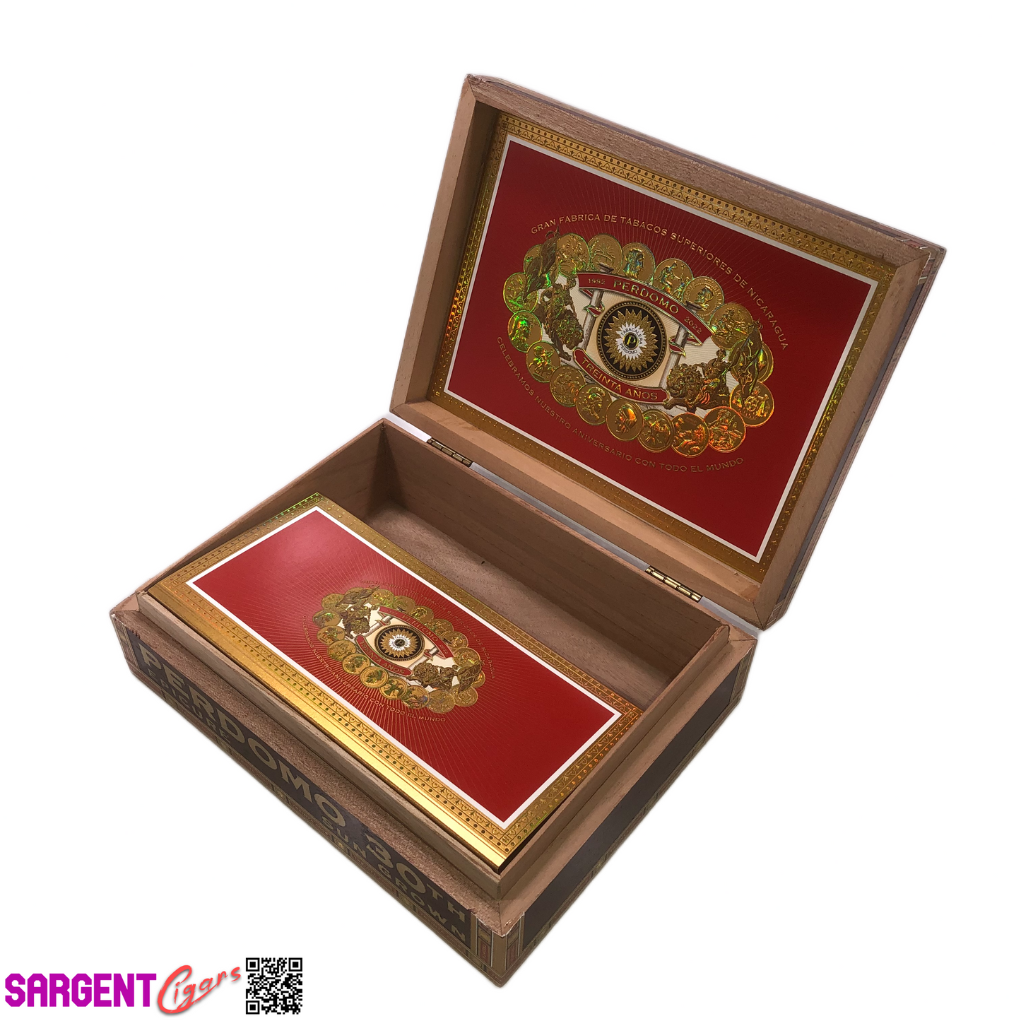 Perdomo 30th Sun Grown Epicure Empty Wooden Cigar Box 9.5x7.25x3