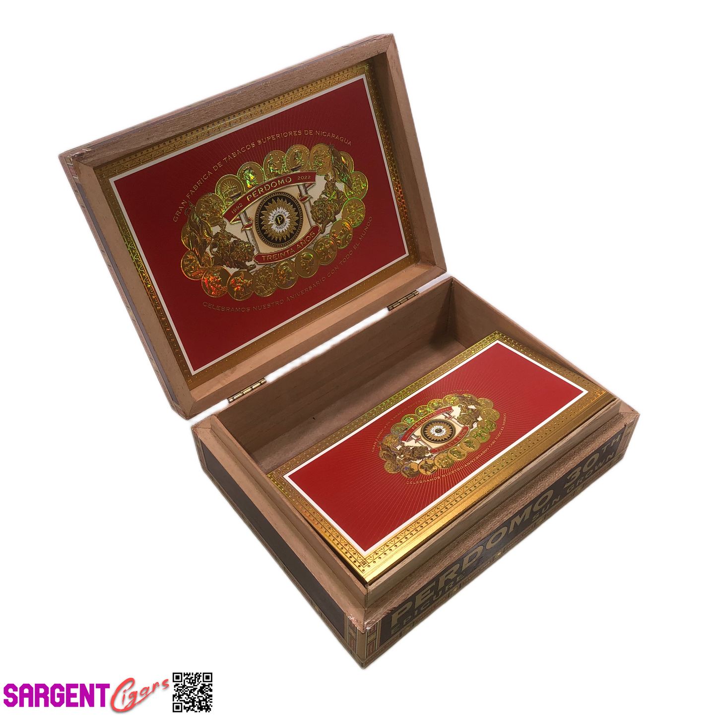 Perdomo 30th Sun Grown Epicure Empty Wooden Cigar Box 9.5x7.25x3
