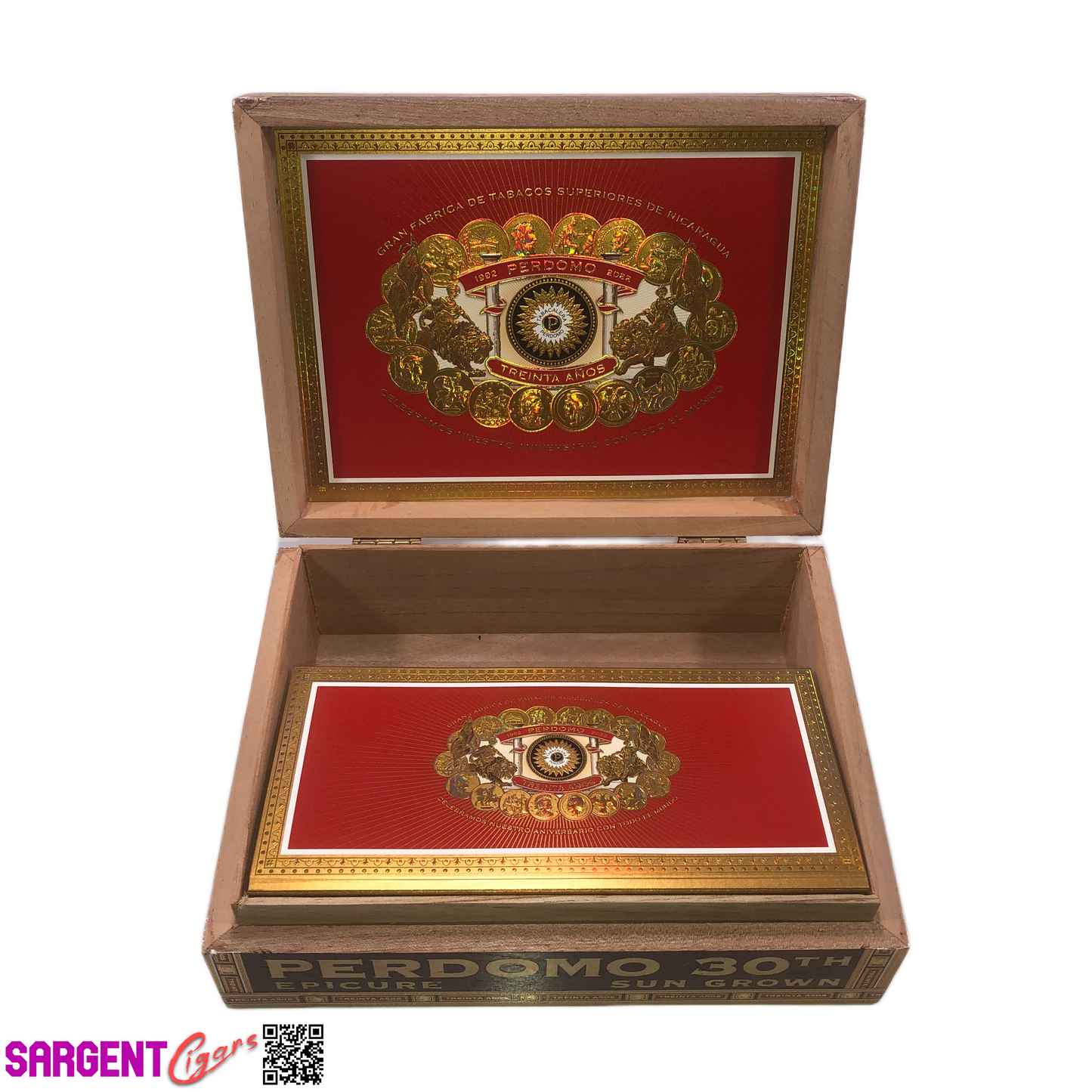 Perdomo 30th Sun Grown Epicure Empty Wooden Cigar Box 9.5x7.25x3