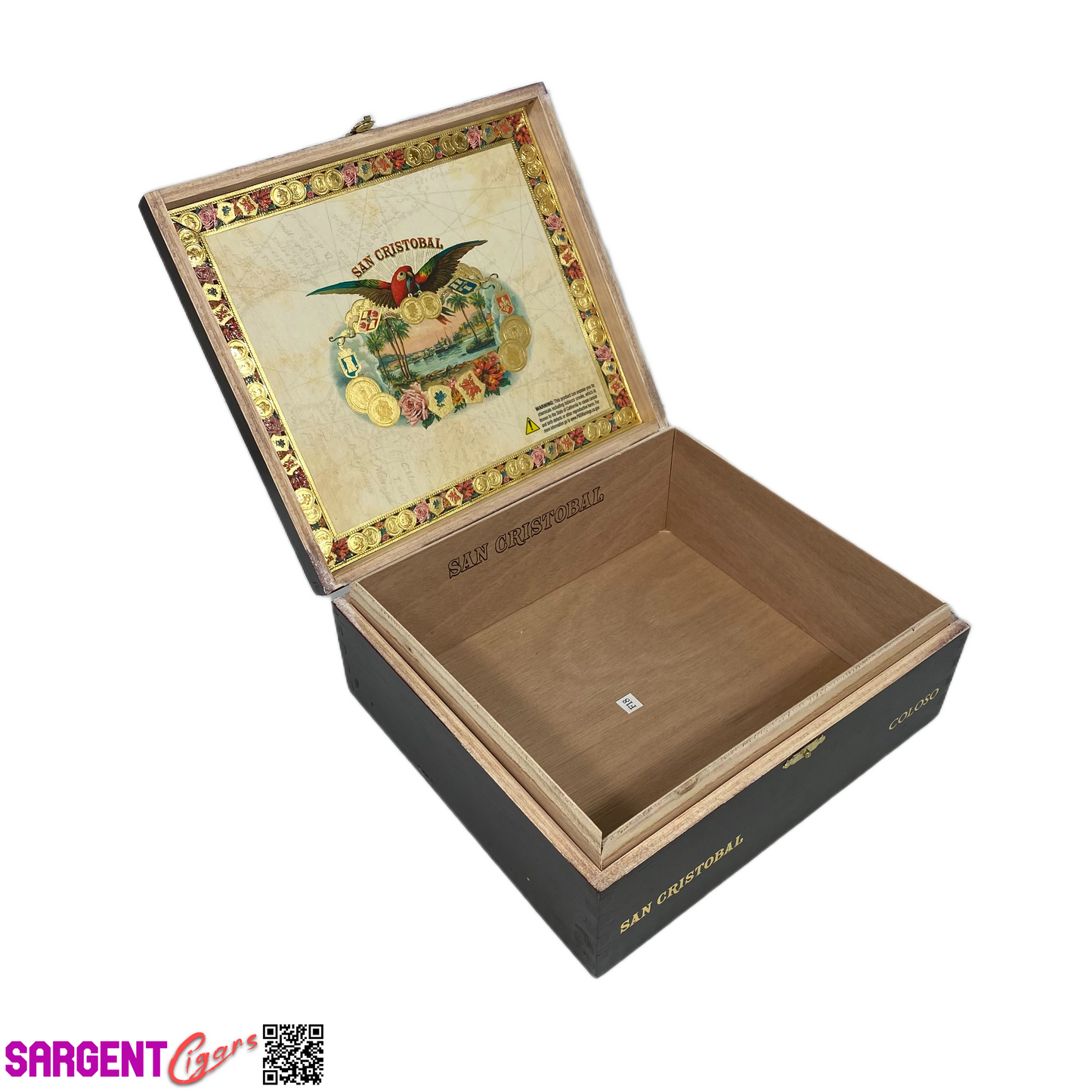 San Cristobal Coloso Empty Wooden Cigar Box 8.5x7.75x3.5