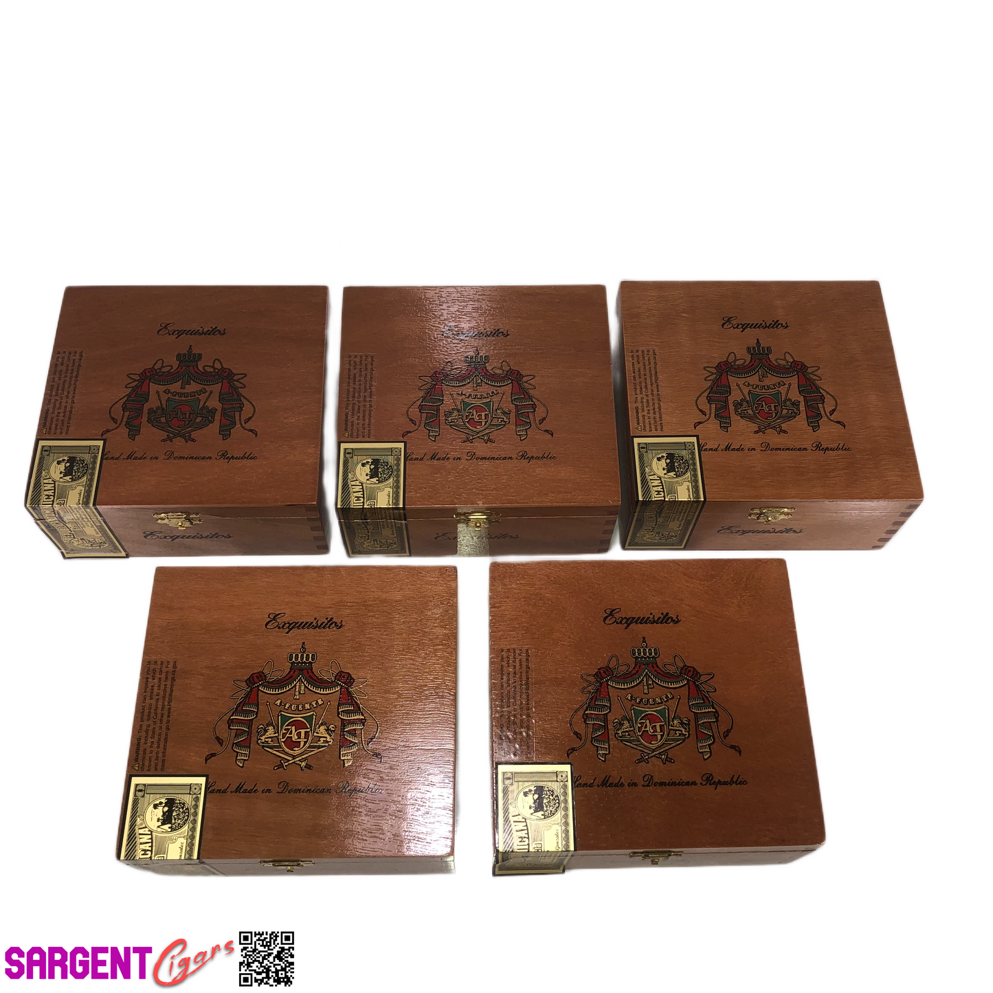 Lot of 5 Arturo Fuente Exquisitos Empty Wooden Cigar Boxes 6.25x5.75x2.75 #149