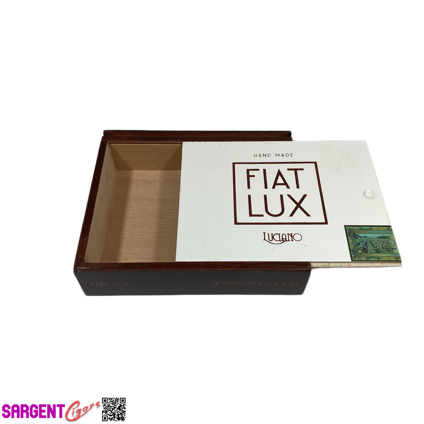 Fiat Lux Insights Empty Wooden Cigar Box 8x6.75x2