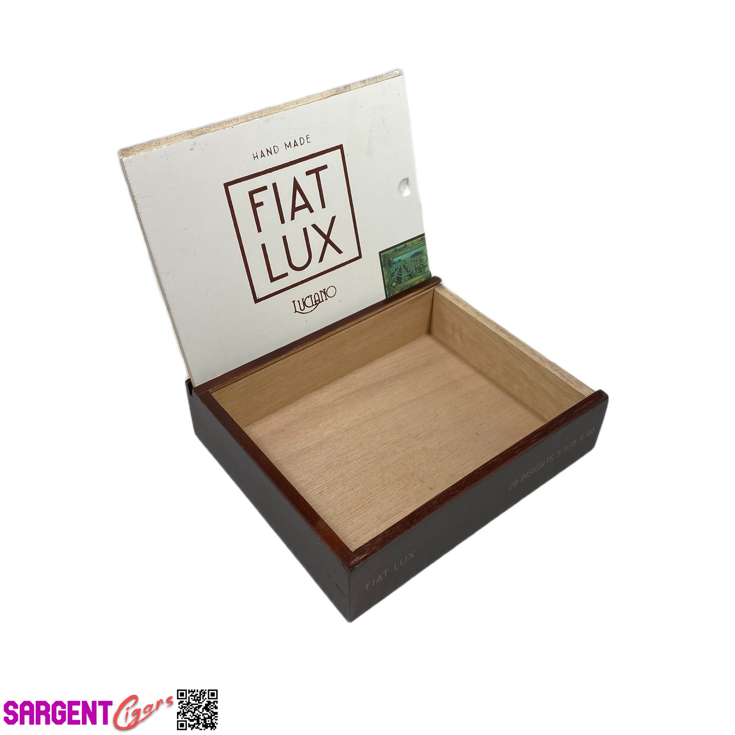 Fiat Lux Insights Empty Wooden Cigar Box 8x6.75x2