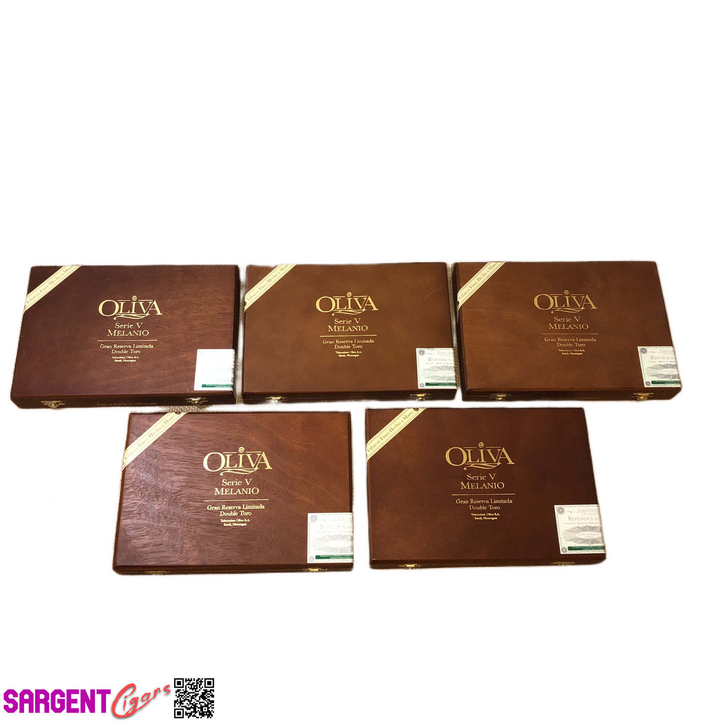 Lot of 5 Oliva Melanio Double Toro Empty Wooden Cigar Boxes 10.25x7x1.5 #86