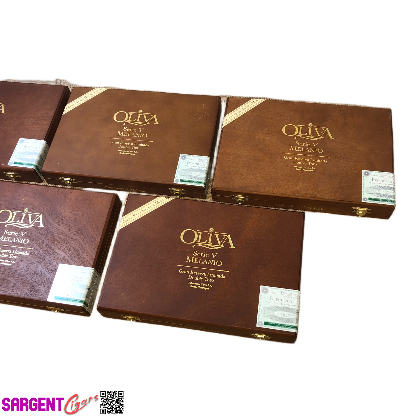 Lot of 5 Oliva Melanio Double Toro Empty Wooden Cigar Boxes 10.25x7x1.5 #86
