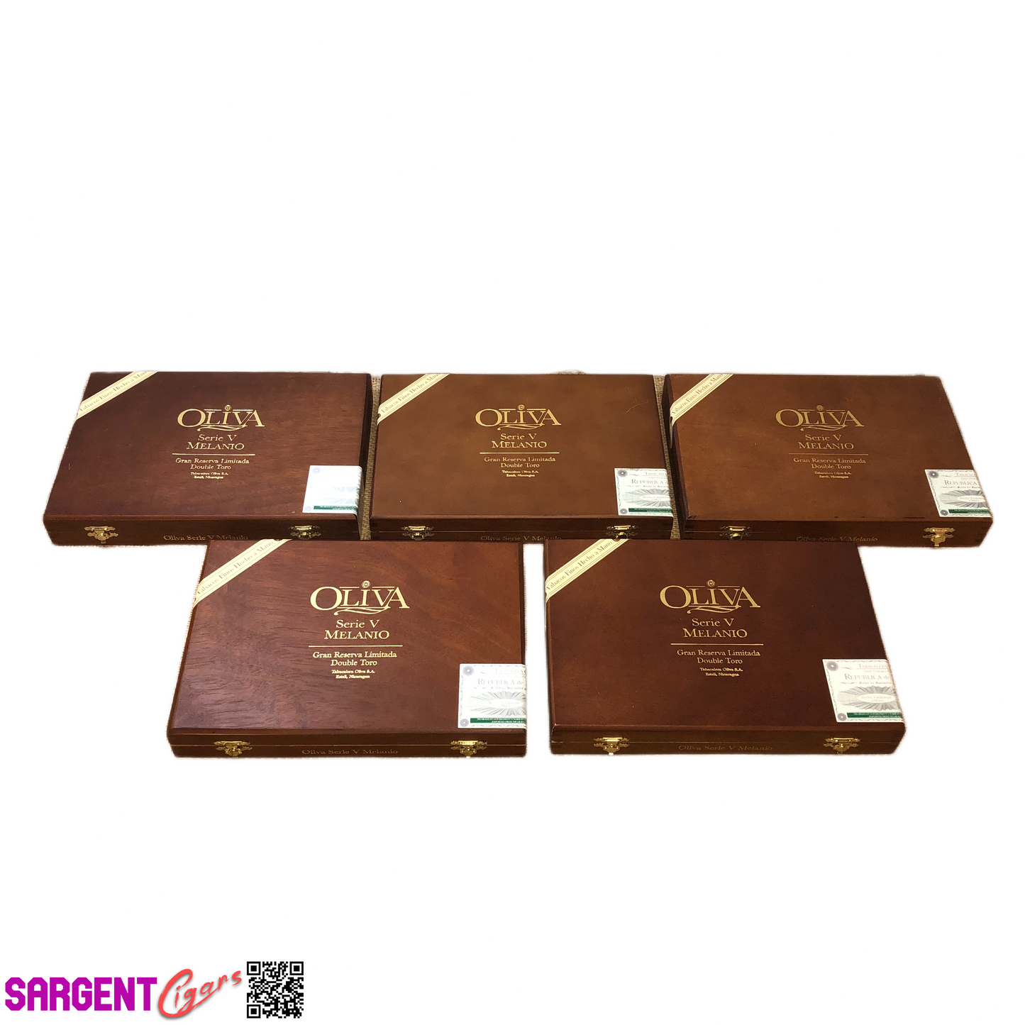 Lot of 5 Oliva Melanio Double Toro Empty Wooden Cigar Boxes 10.25x7x1.5 #86