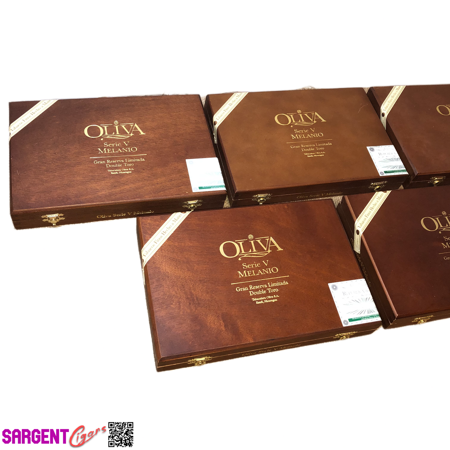 Lot of 5 Oliva Melanio Double Toro Empty Wooden Cigar Boxes 10.25x7x1.5 #86