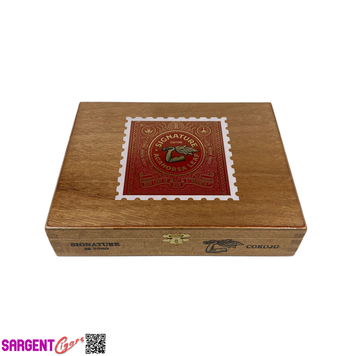 Aganorsa Leaf Signature Corojo Toro Empty Wooden Cigar Box 9x7.25x2