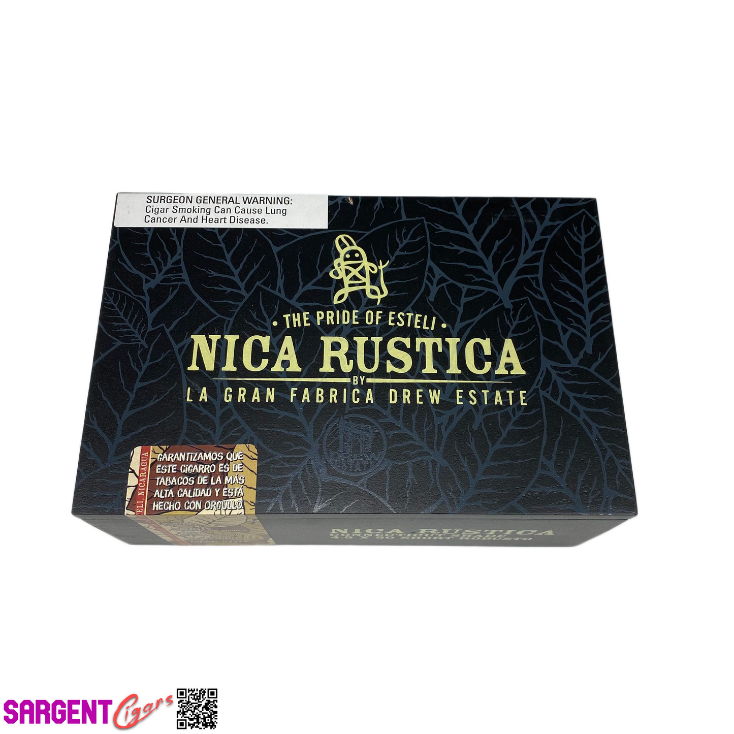 Nica Rustica Connecticut Short Robusto Empty Wooden Cigar Box 7.75x5.25x3