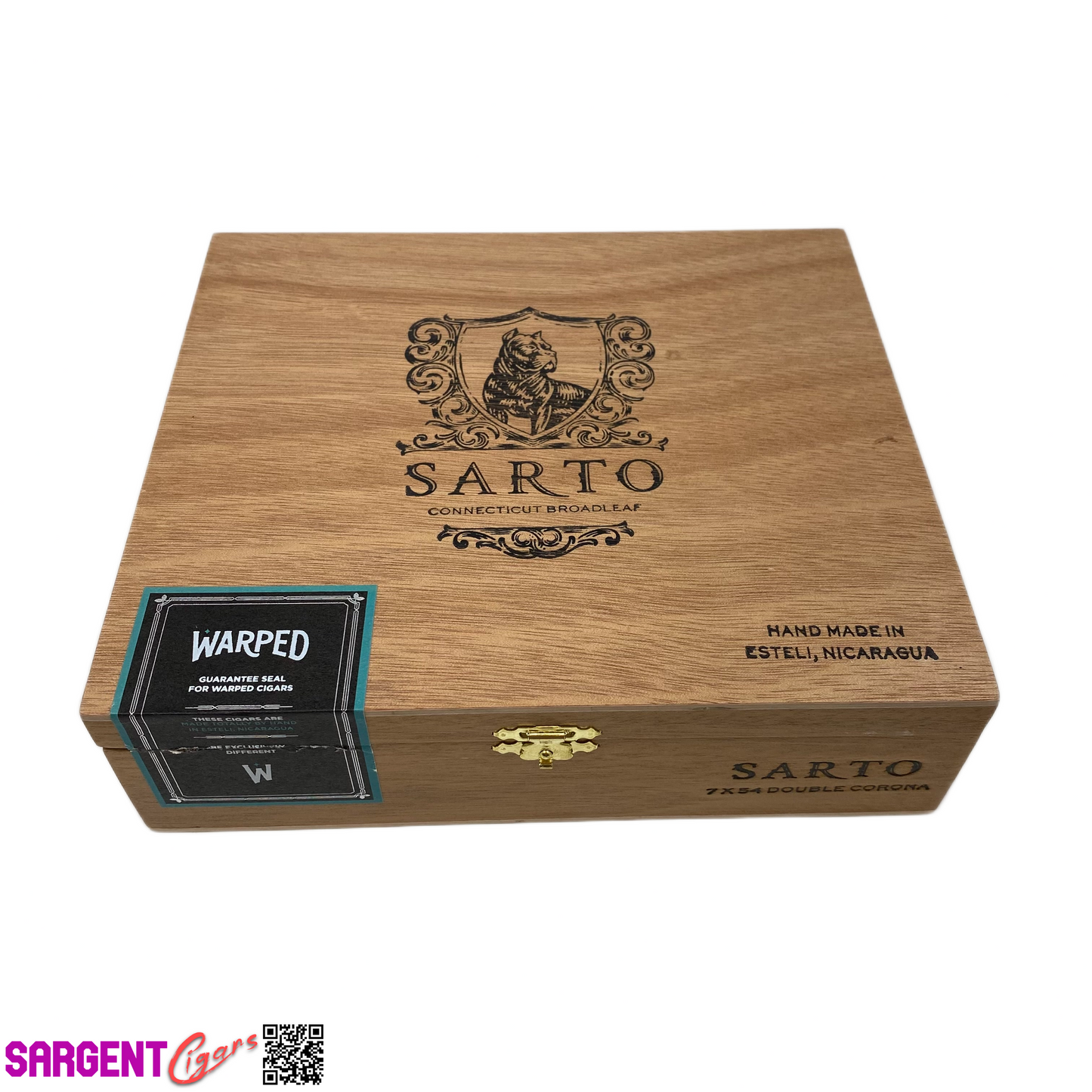 Warped Cigars Sarto Double Corona Empty Wooden Cigar Box 9x6.75x2