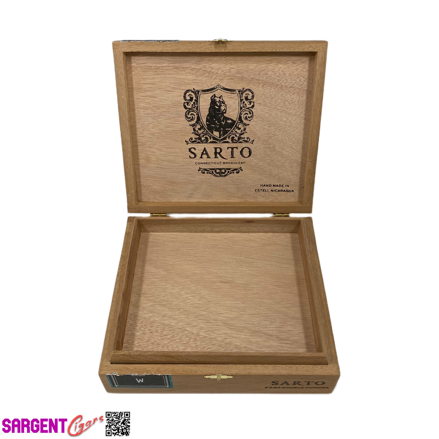 Warped Cigars Sarto Double Corona Empty Wooden Cigar Box 9x6.75x2