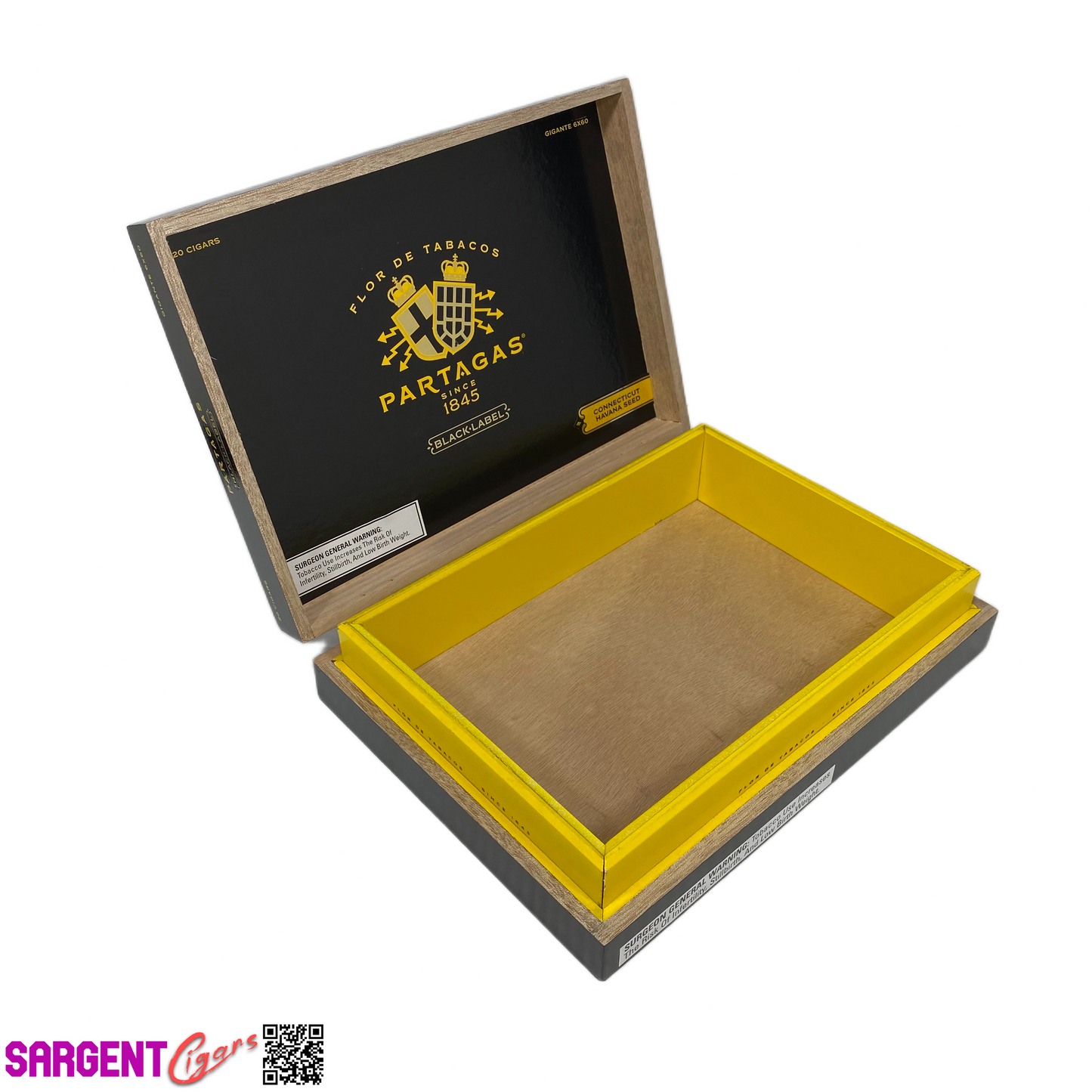 Partagas Black Label Gigante Empty Wooden Cigar Box 10.75x8x2.25