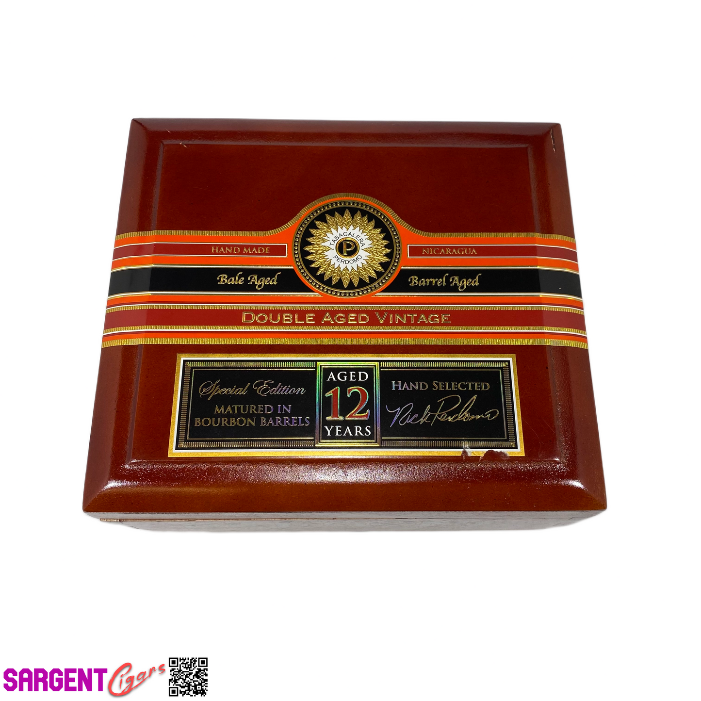 Perdomo Double Aged Vintage Connecticut Gordo Empty Wooden Cigar Box 8.5x7.5x3.5
