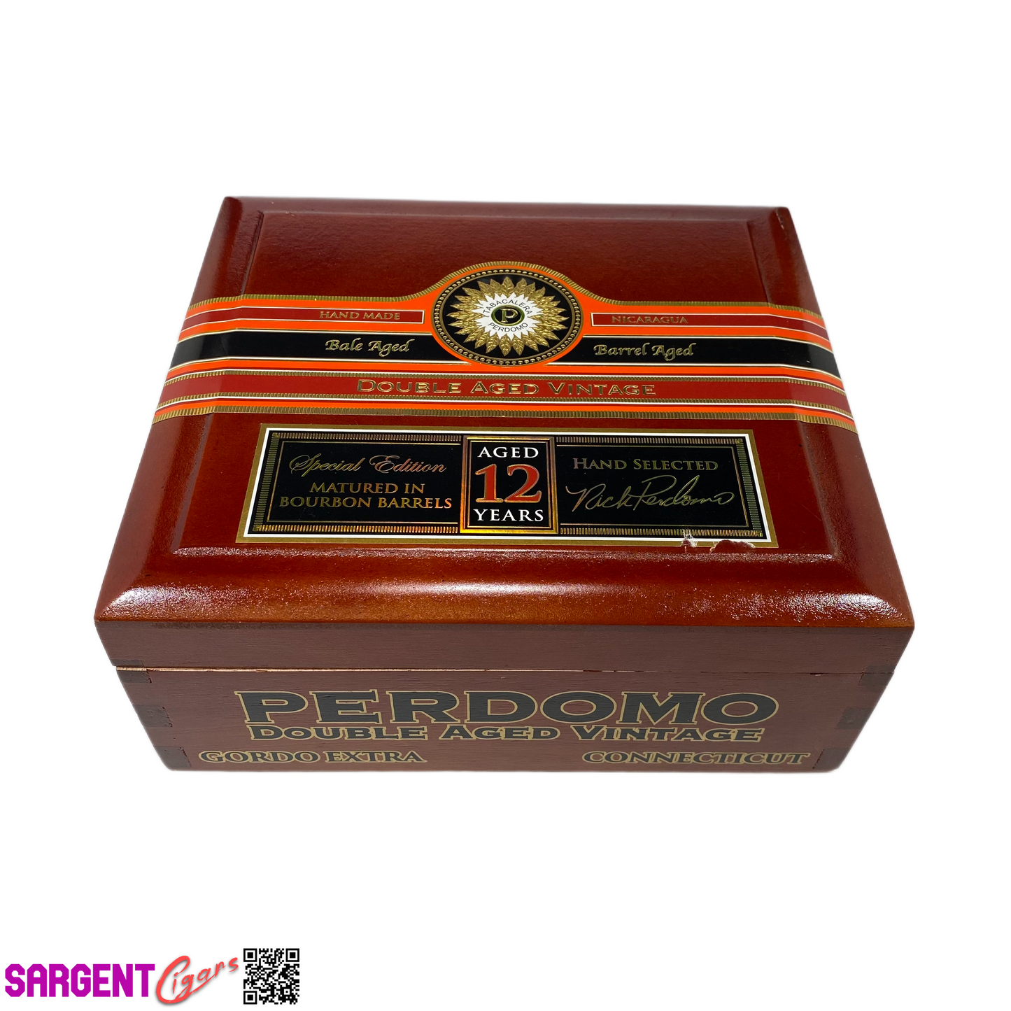 Perdomo Double Aged Vintage Connecticut Gordo Empty Wooden Cigar Box 8.5x7.5x3.5