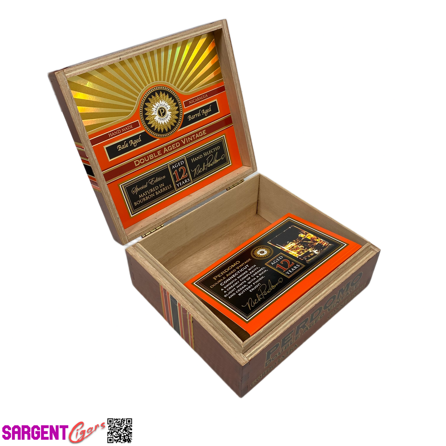 Perdomo Double Aged Vintage Connecticut Gordo Empty Wooden Cigar Box 8.5x7.5x3.5