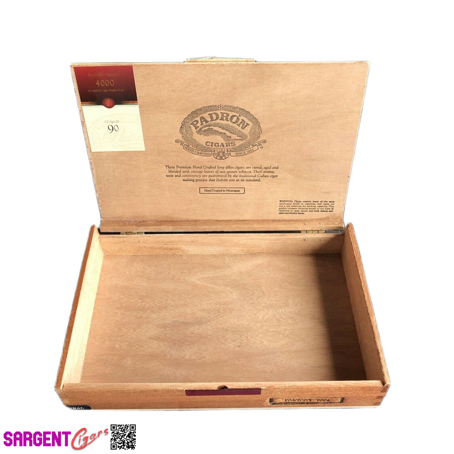 Padron 4000 Empty Wooden Cigar Box 11x7x2