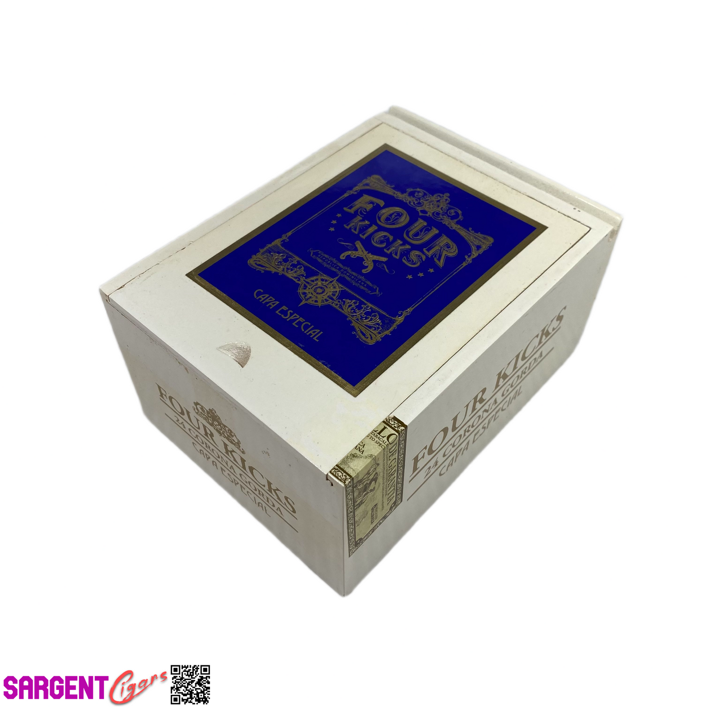 Four Kicks Corona Gorda Empty Wooden Cigar Box 5x6.75x3.25