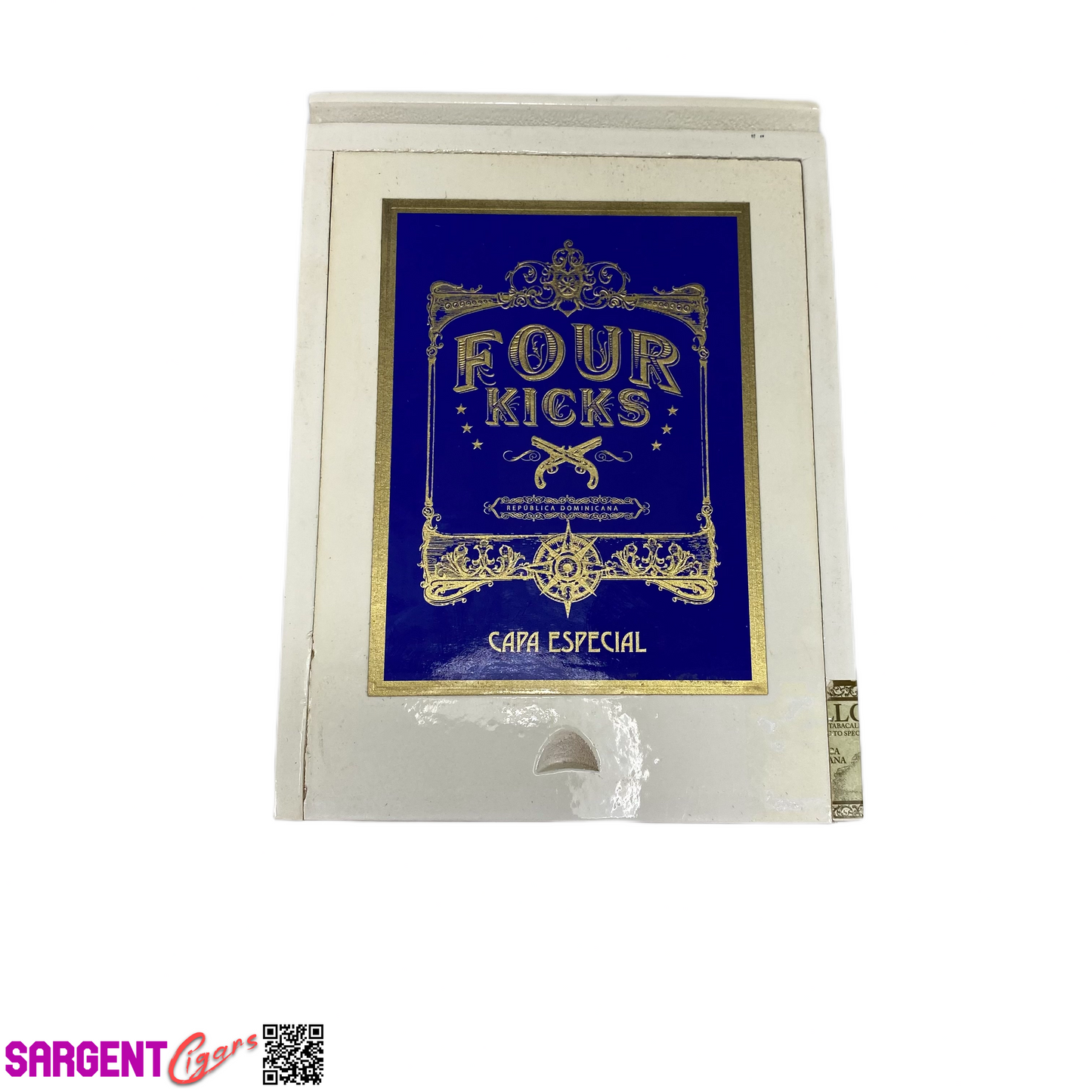 Four Kicks Corona Gorda Empty Wooden Cigar Box 5x6.75x3.25