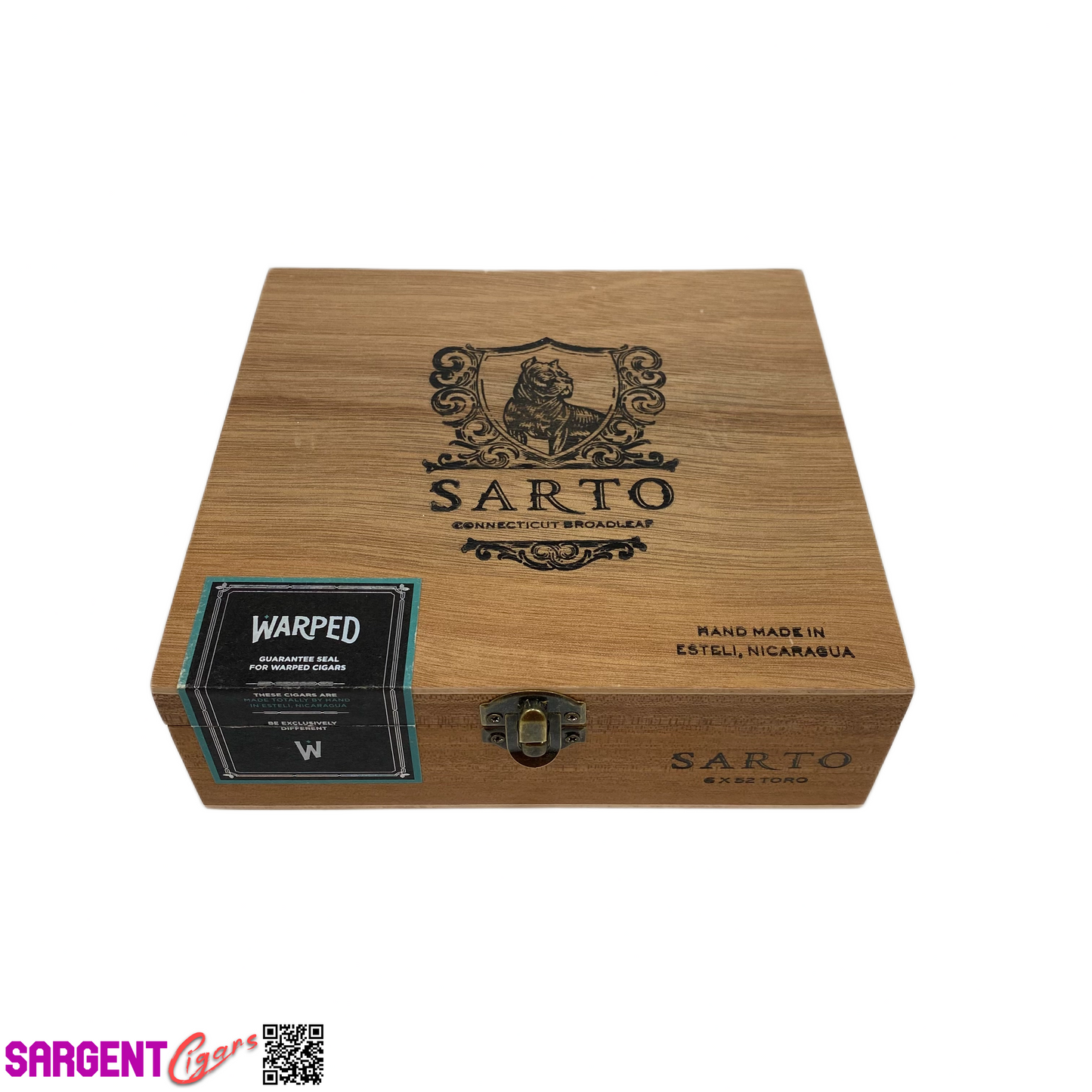 Warped Cigars Sarto Toro Empty Wooden Cigar Box 7.5x7x2.5 (1)