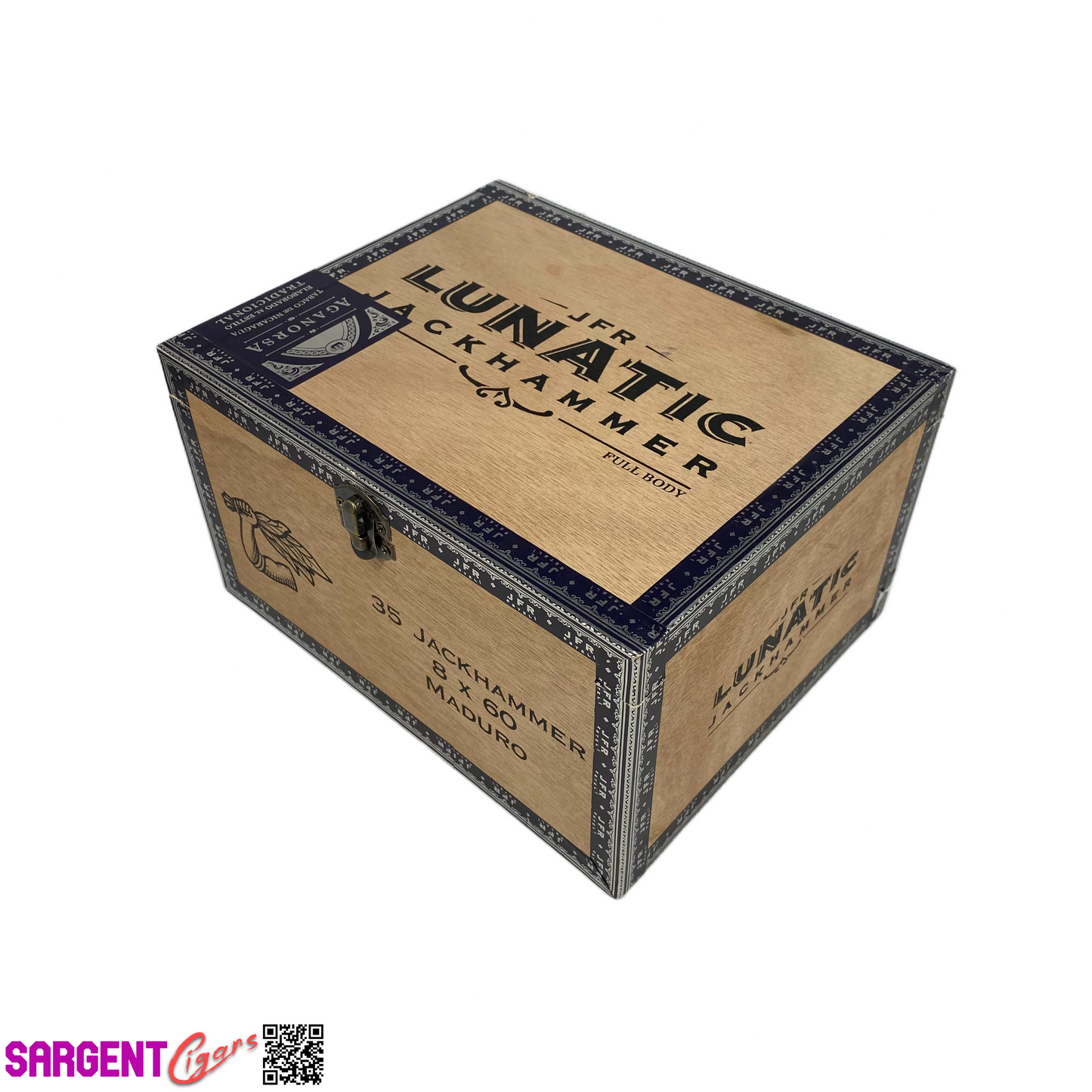 JFR Lunatic Jackhammer Empty Wooden Cigar Box 9x7.25x5