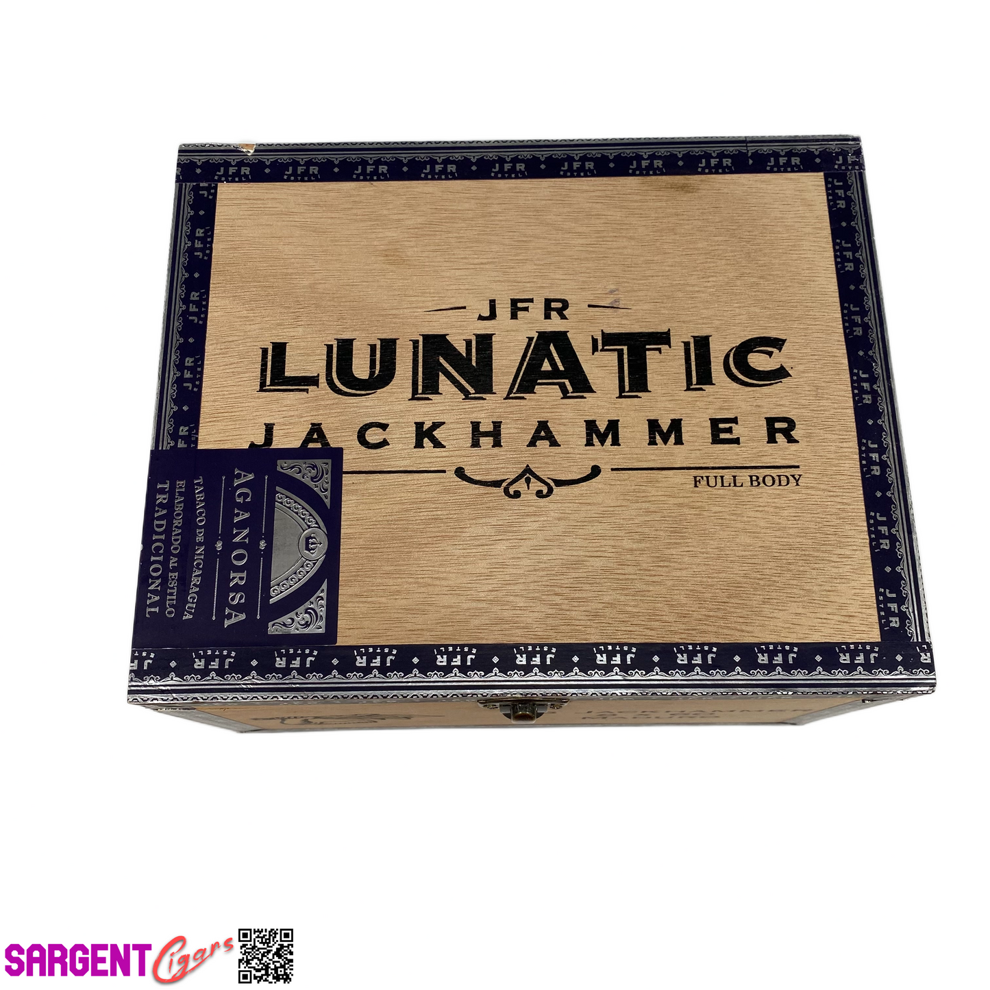 JFR Lunatic Jackhammer Empty Wooden Cigar Box 9x7.25x5