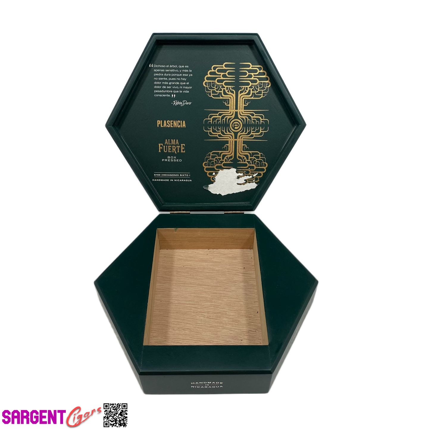 Plasencia Hexagon Empty Wooden Cigar Box 10x8.5x2.5 (2)