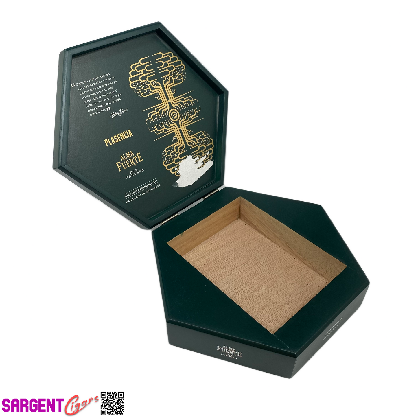 Plasencia Hexagon Empty Wooden Cigar Box 10x8.5x2.5 (2)