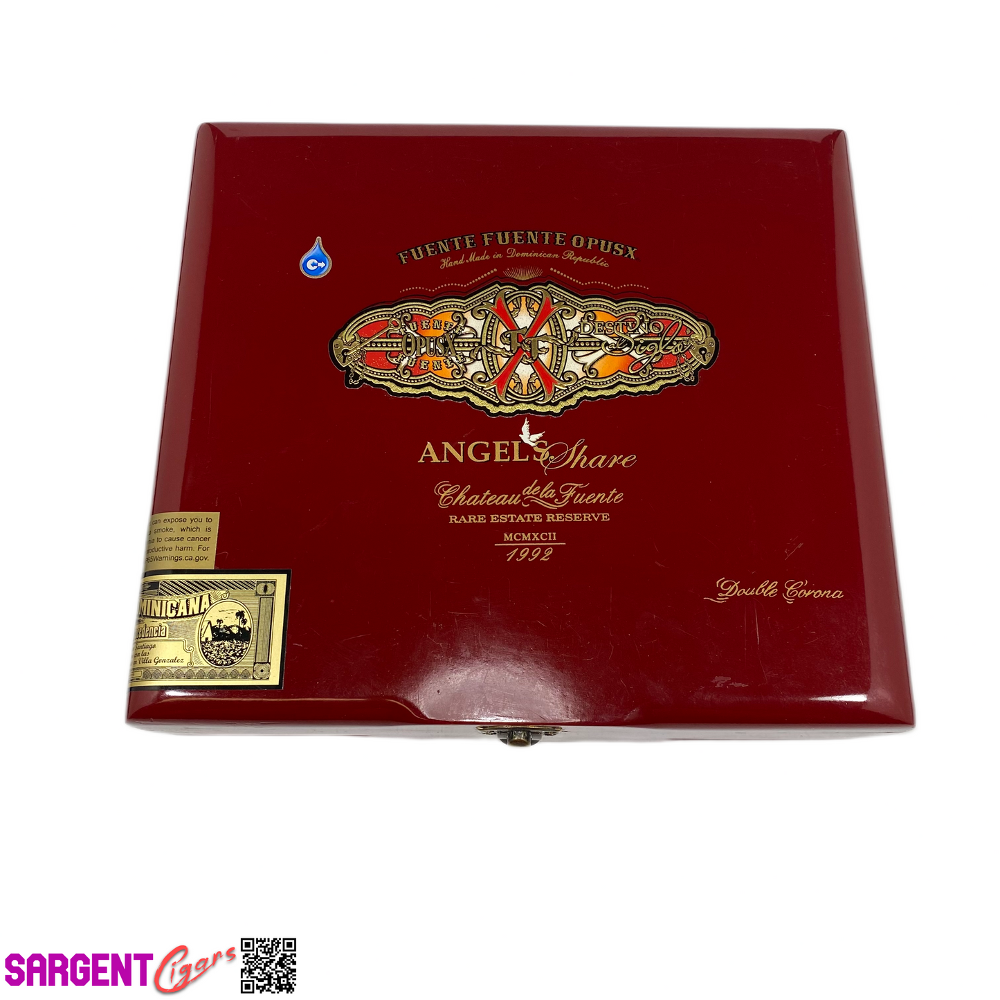 Arturo Fuente Opus X Angel Share Double Corona Empty Wooden Cigar Box 10x9x2.75