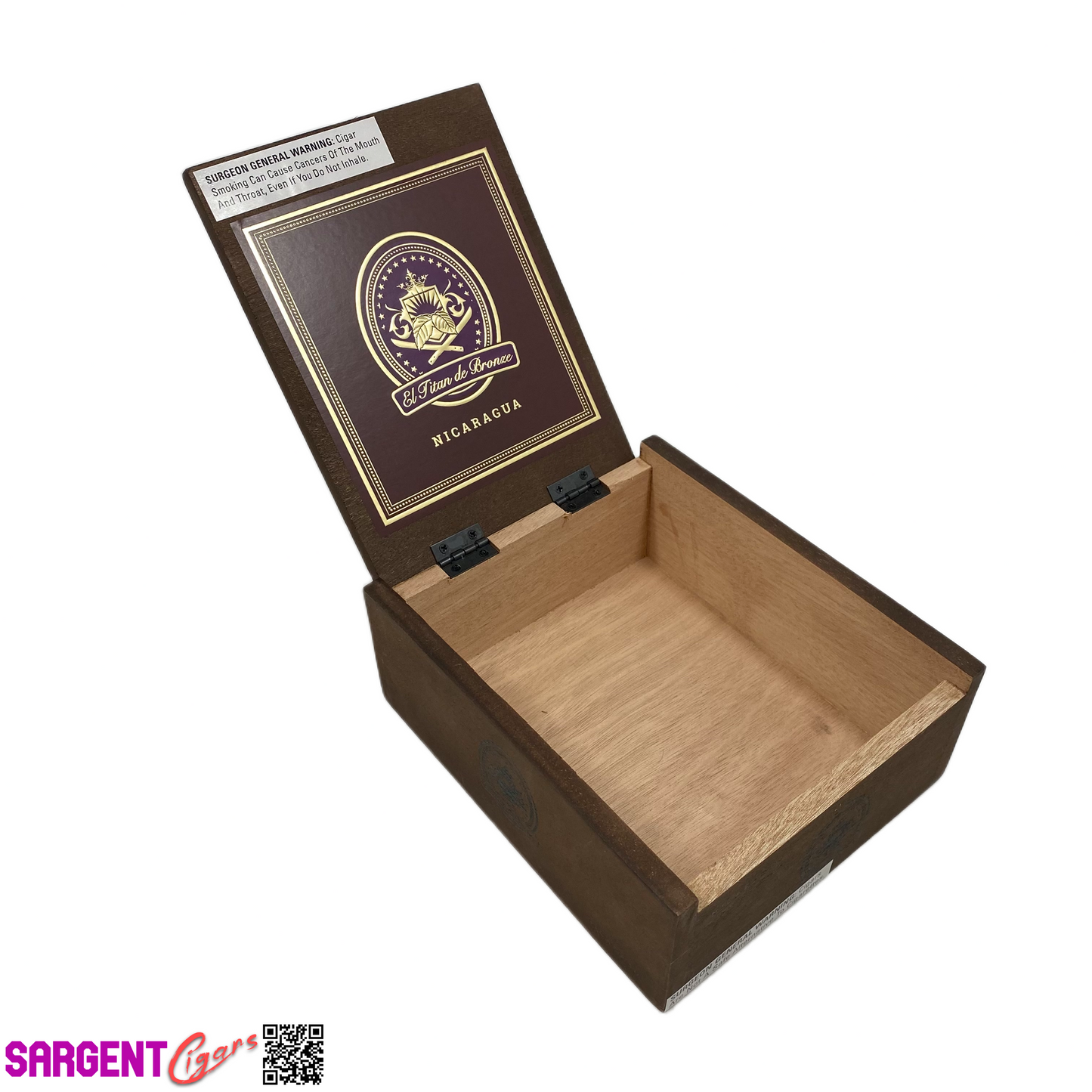 El Titan De Bronze Nicaragua Corona Empty Wooden Cigar Box 6.25x7.25x2.75