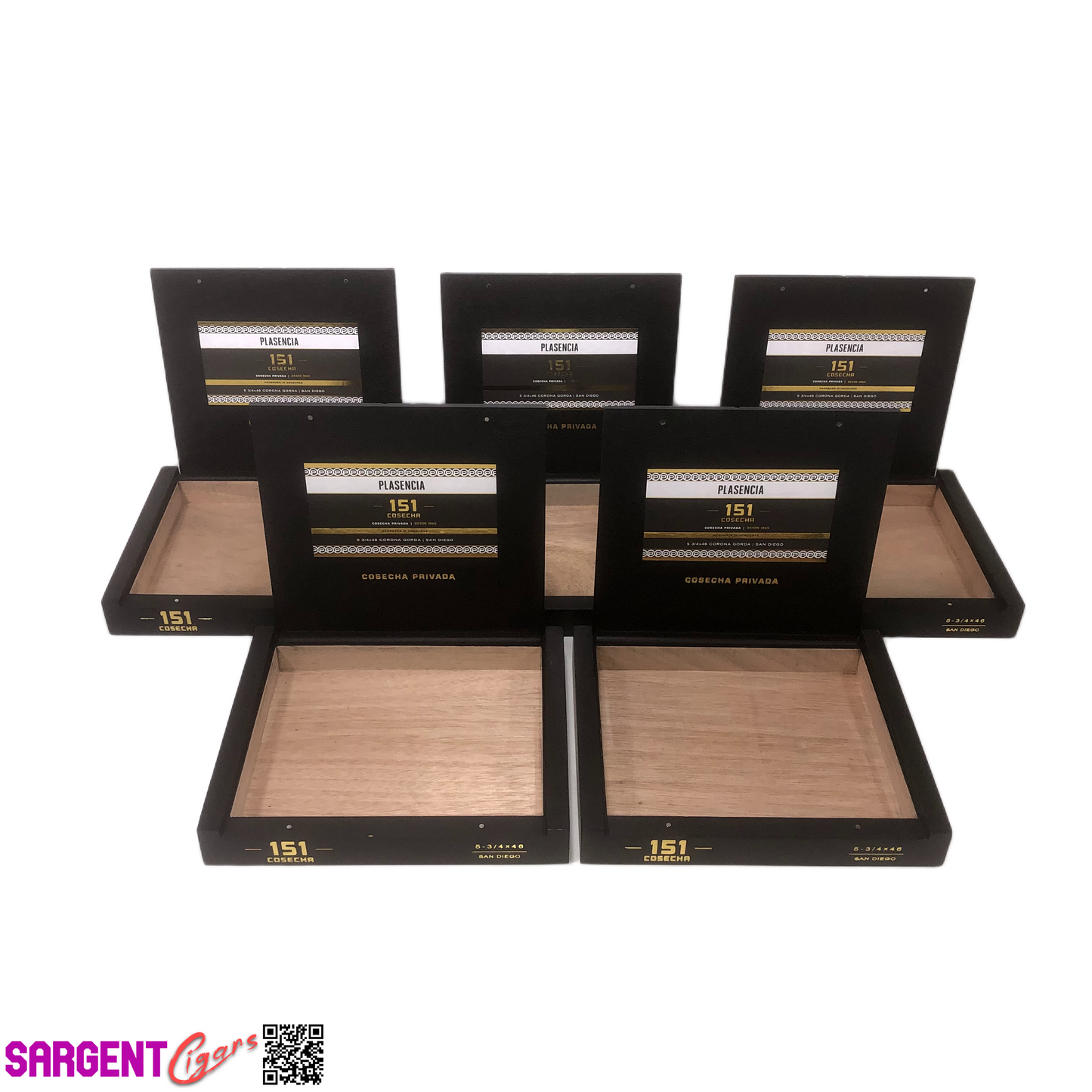 Lot of 5 Plasencia 151 San Diego Empty Wooden Cigar Boxes 8.5x7.25x1.25 #80