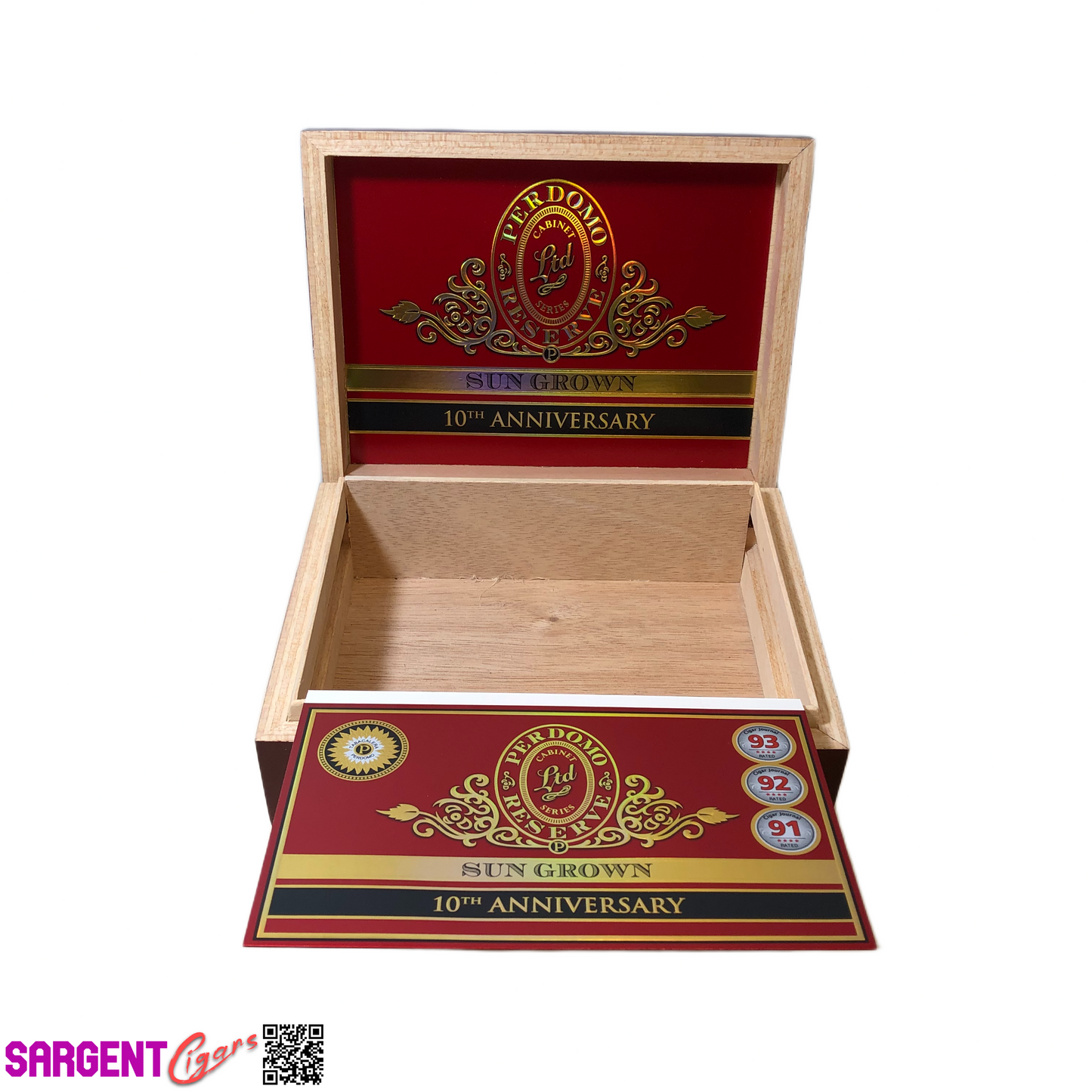 Perdomo 10th Anniversary Sun Grown Robusto Empty Wooden Cigar Box 8x6.25x3