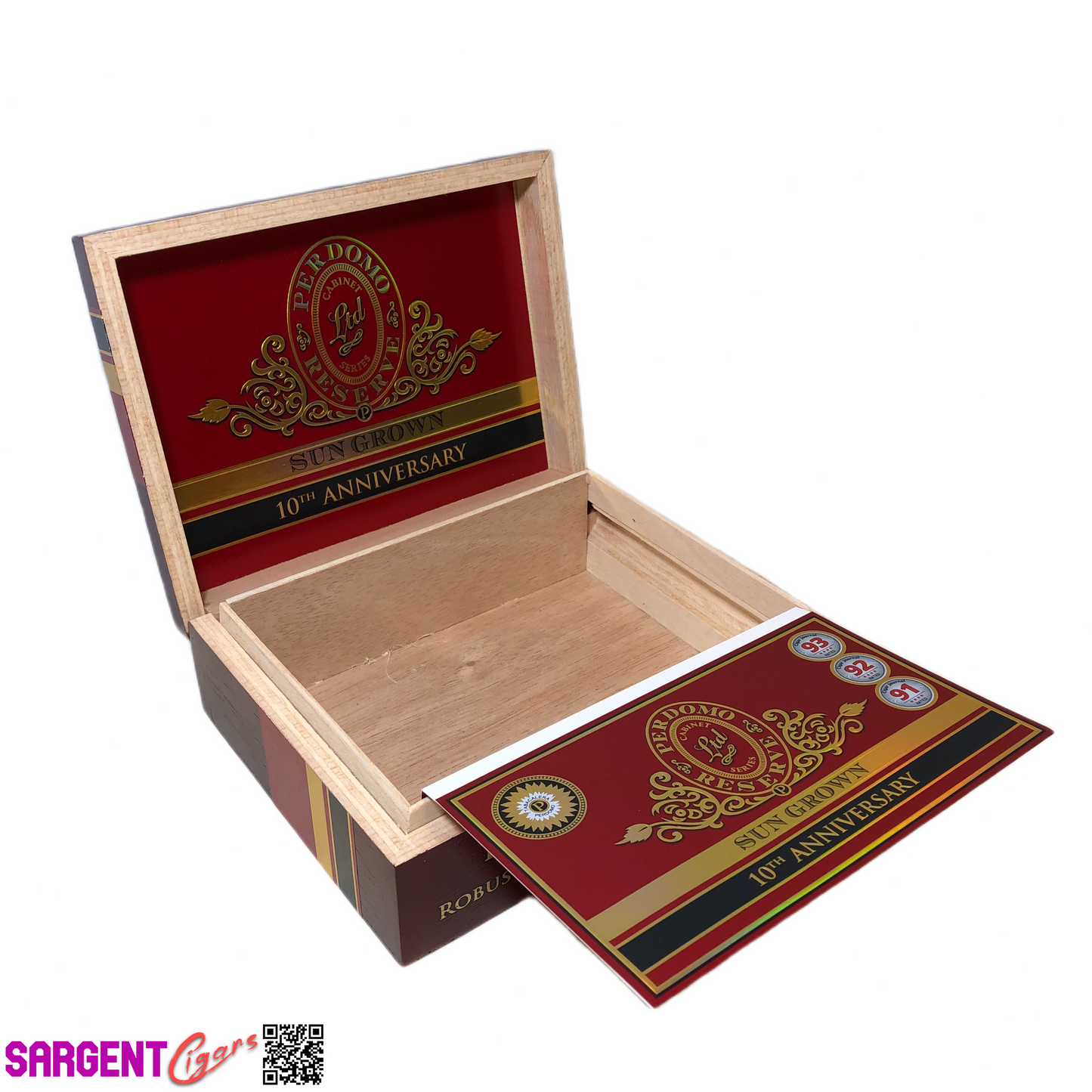 Perdomo 10th Anniversary Sun Grown Robusto Empty Wooden Cigar Box 8x6.25x3