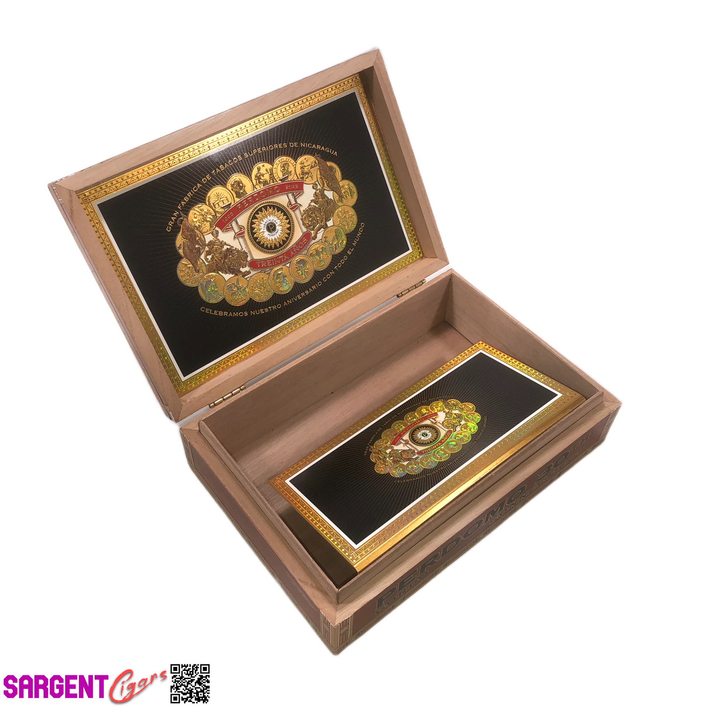 Perdomo 30th Connecticut Gordo Empty Wooden Cigar Box 10.5x7x3
