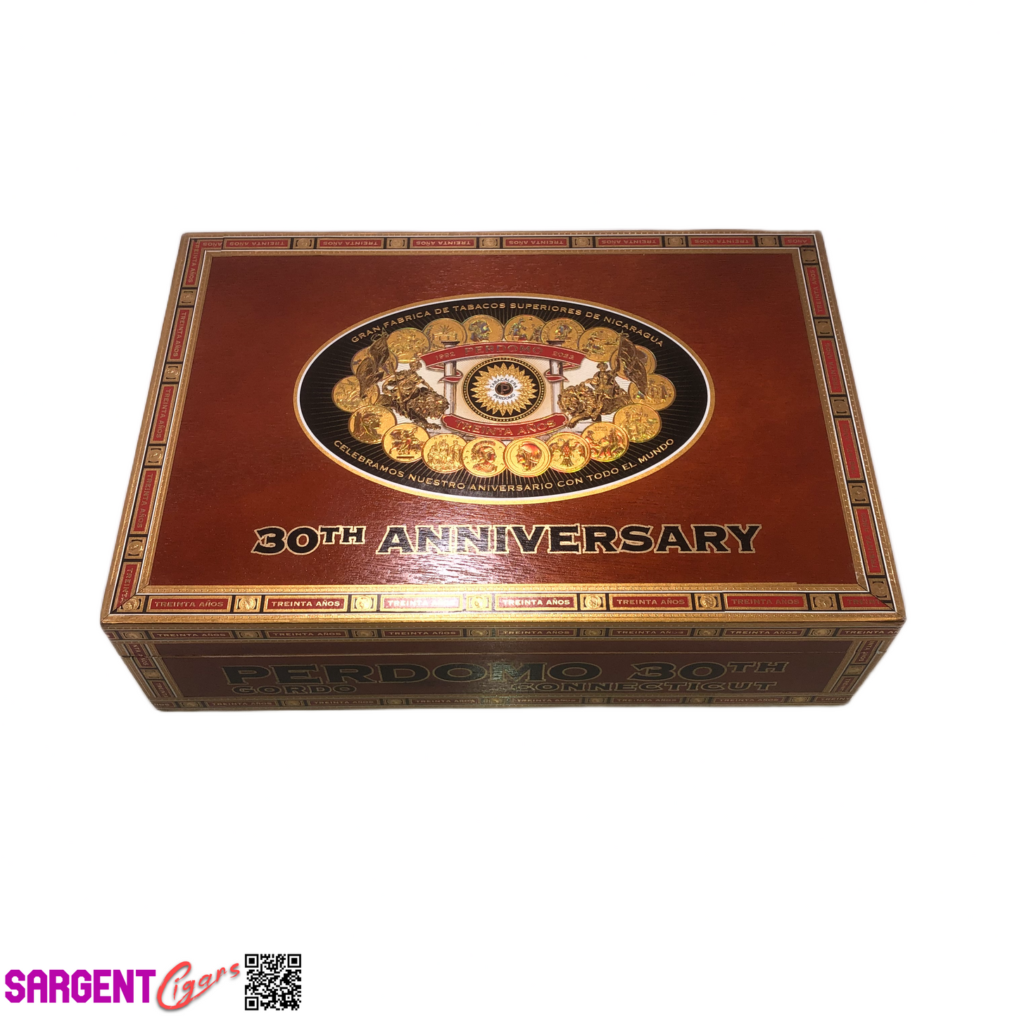 Perdomo 30th Connecticut Gordo Empty Wooden Cigar Box 10.5x7x3