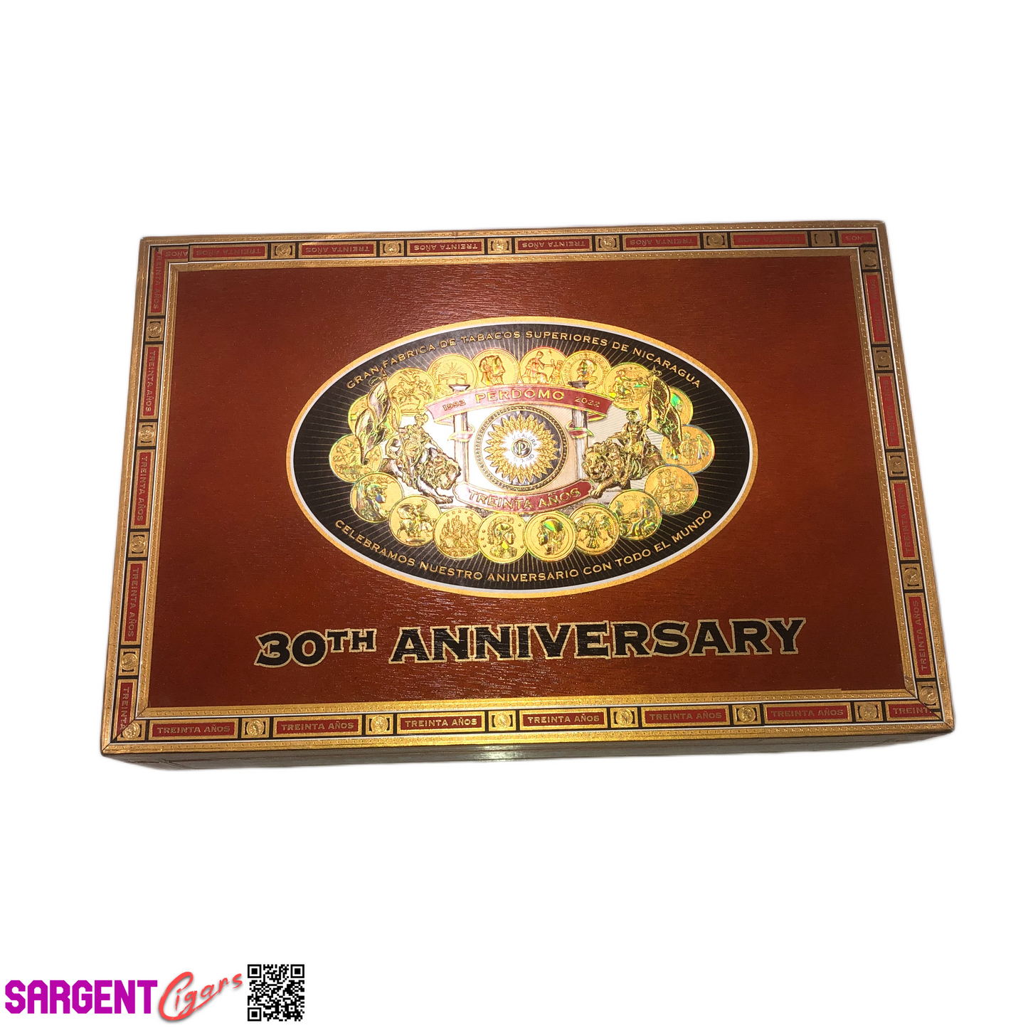 Perdomo 30th Connecticut Gordo Empty Wooden Cigar Box 10.5x7x3