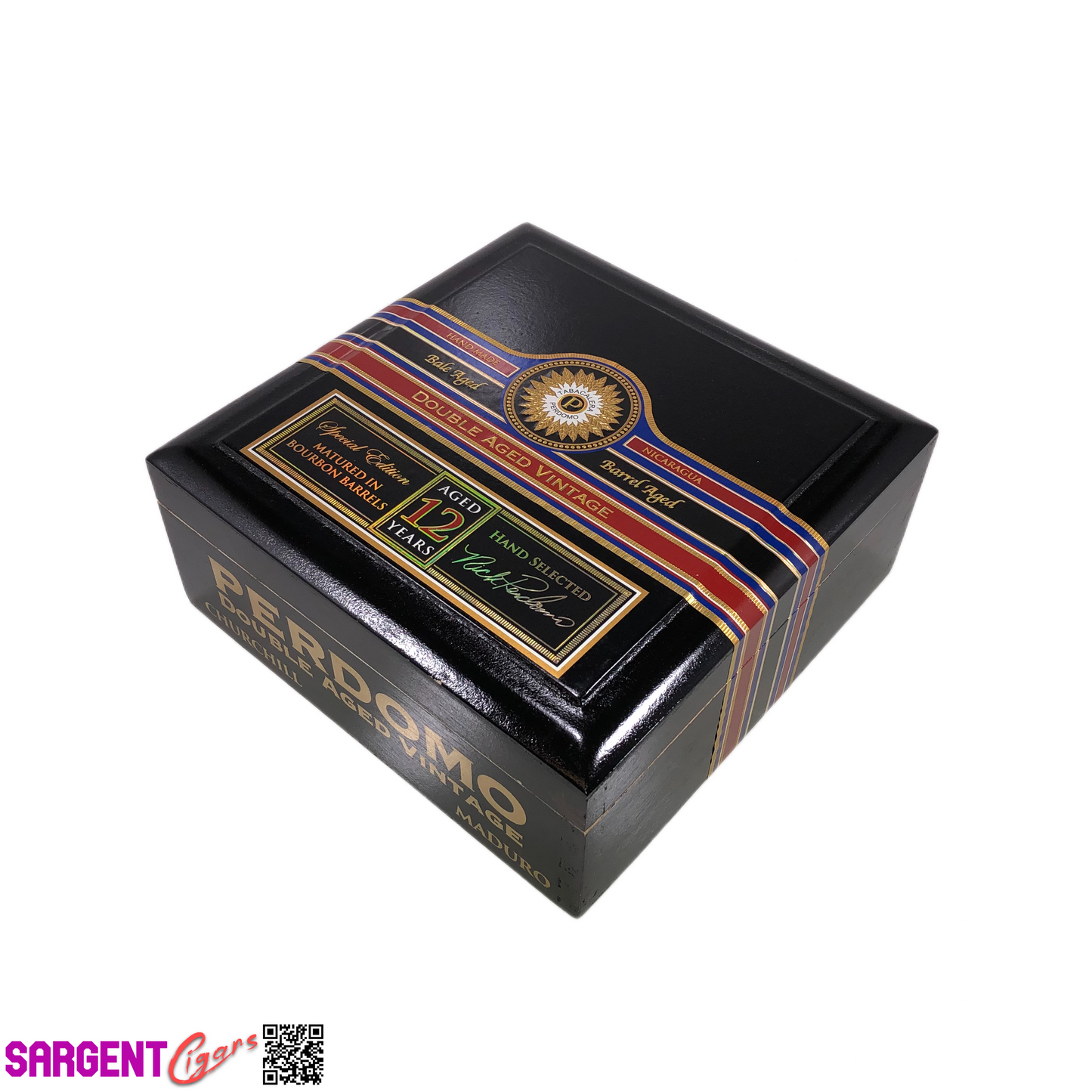 Perdomo Double Aged Vintage Maduro Churchill Empty Wooden Cigar Box 8x8x3.5