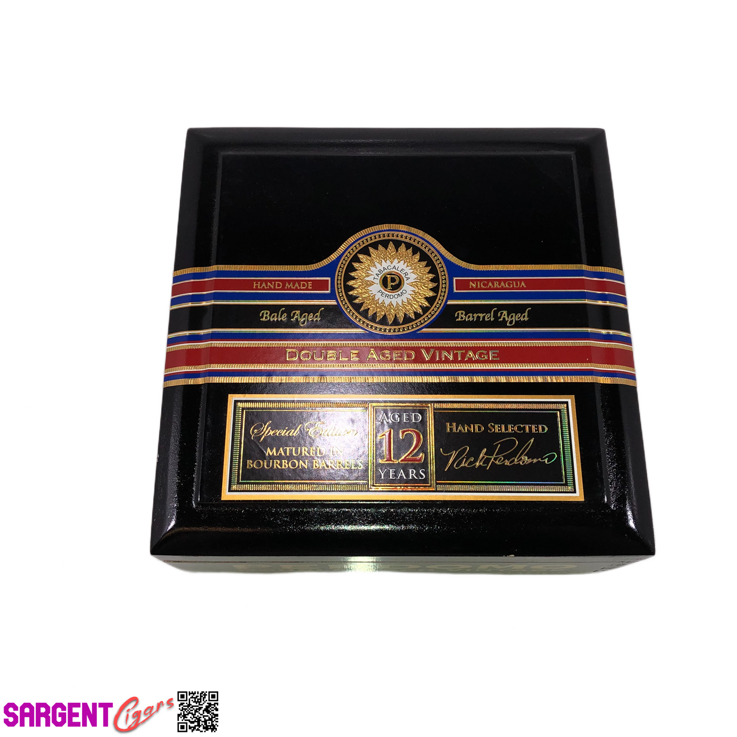 Perdomo Double Aged Vintage Maduro Churchill Empty Wooden Cigar Box 8x8x3.5