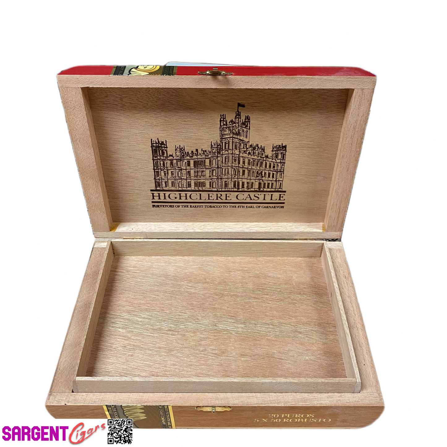 Highclere Castle Robusto Empty Wooden Cigar Box 9.25x6.25x2
