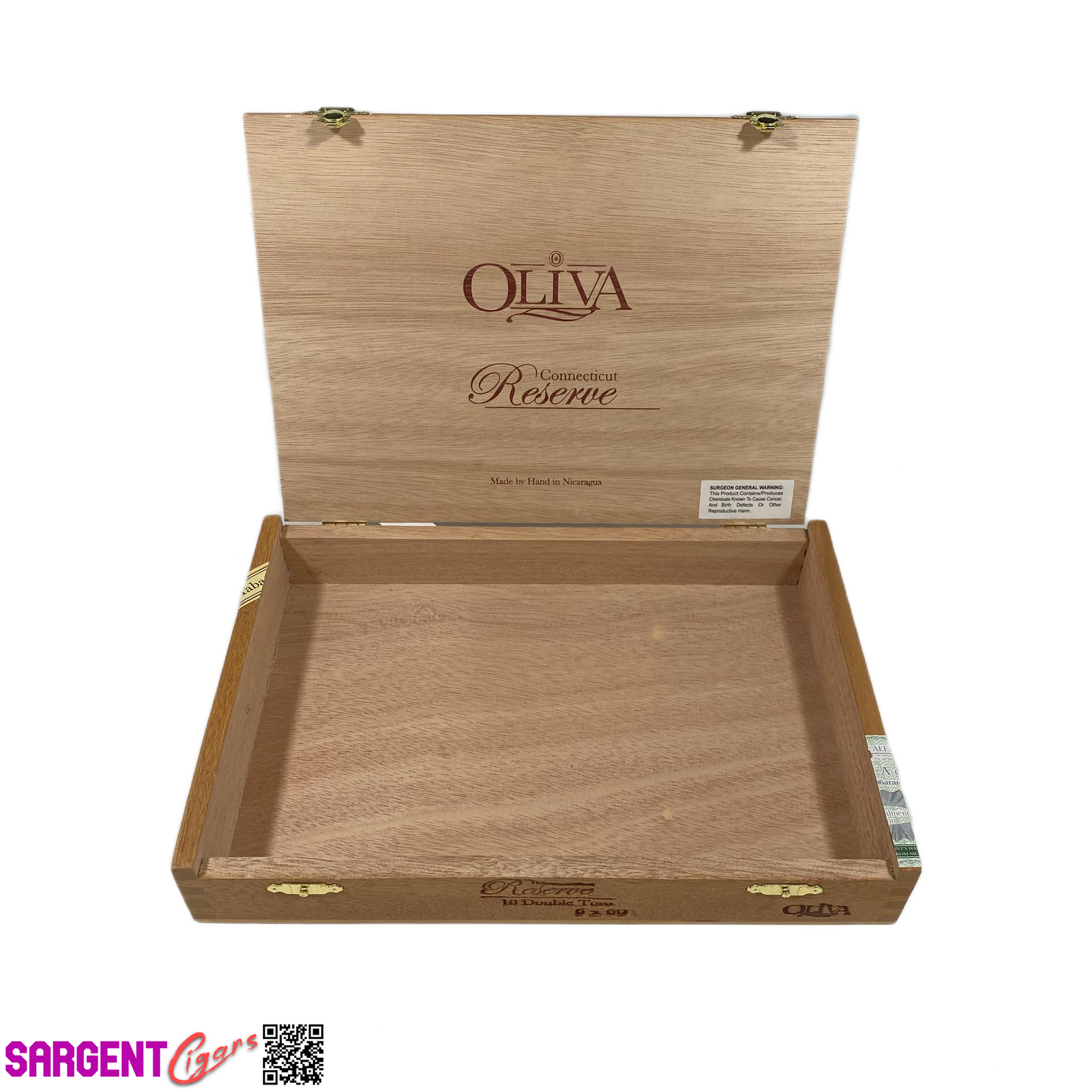 Oliva Reserve Connecticut Double Toro Empty Wooden Cigar Box 10x7x1.5