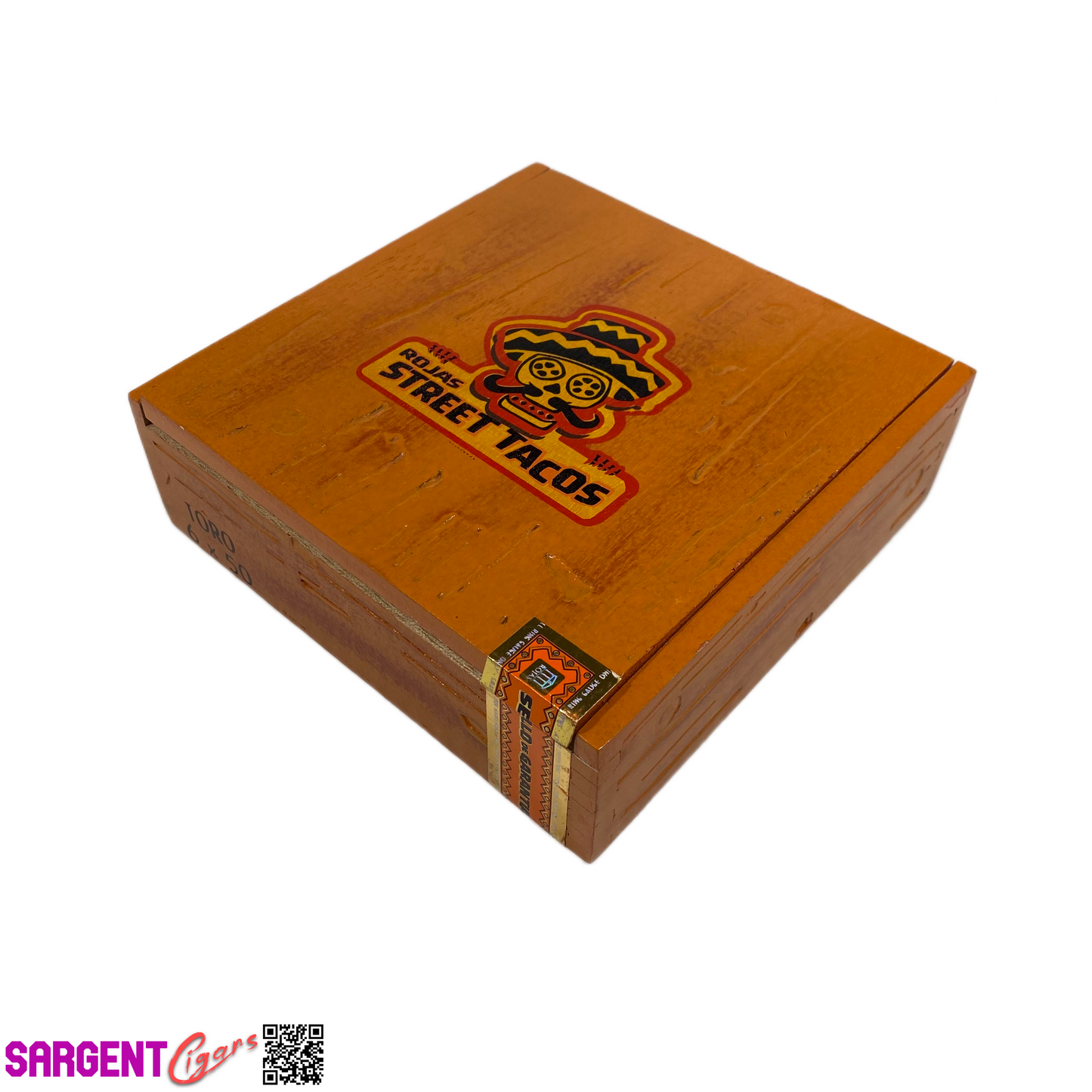 Rojas Orange Street Tacos Toro Empty Wooden Cigar Box 7x7x2 (1)
