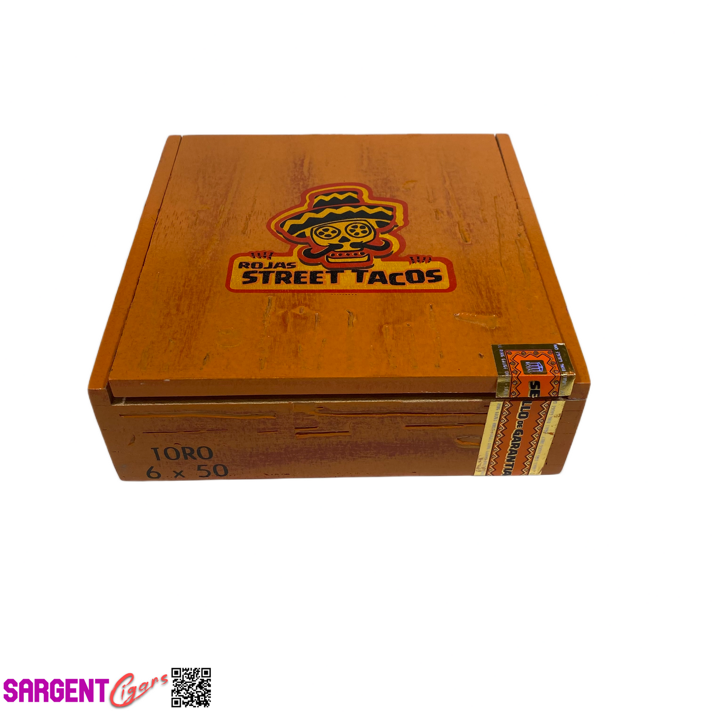 Rojas Orange Street Tacos Toro Empty Wooden Cigar Box 7x7x2 (1)