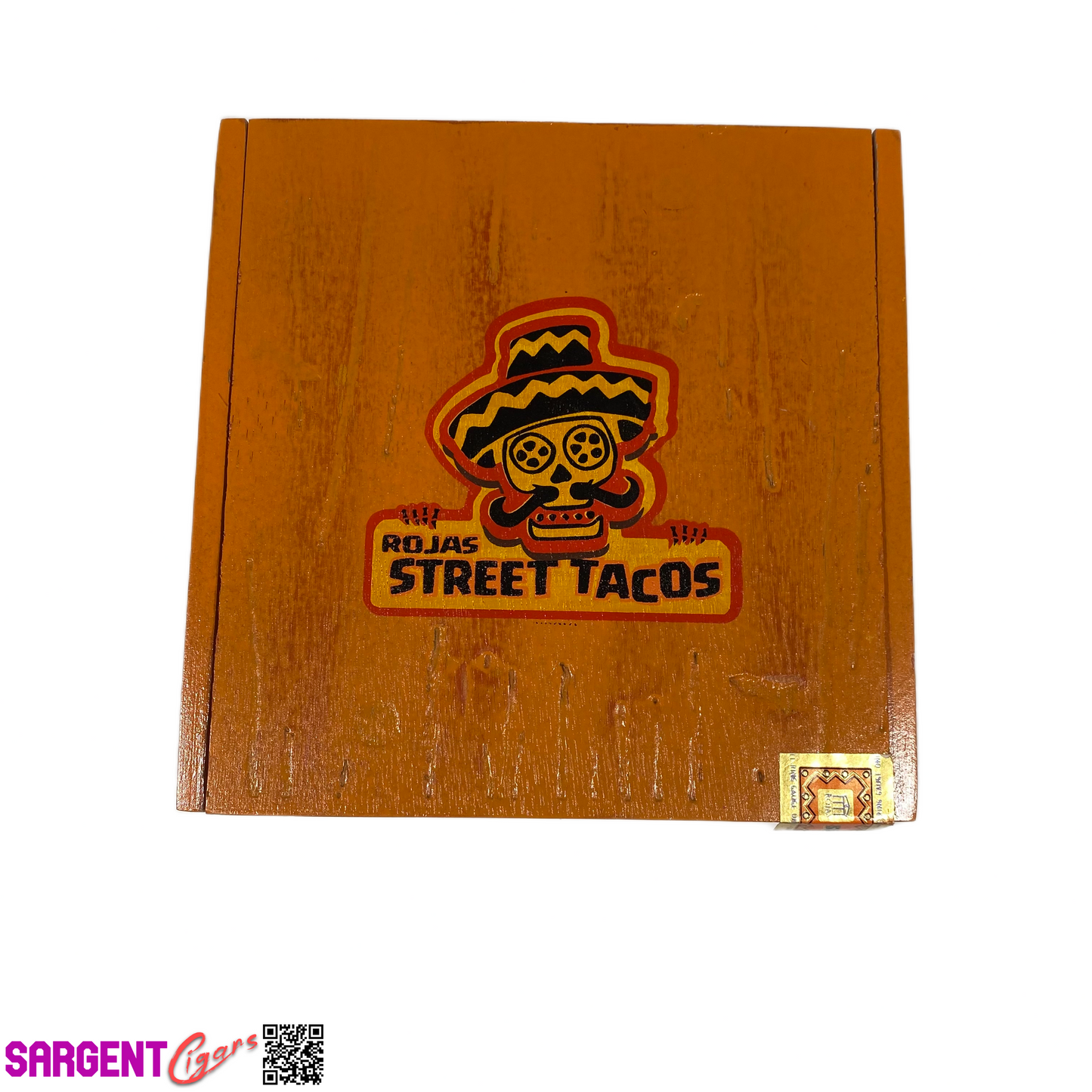 Rojas Orange Street Tacos Toro Empty Wooden Cigar Box 7x7x2 (1)