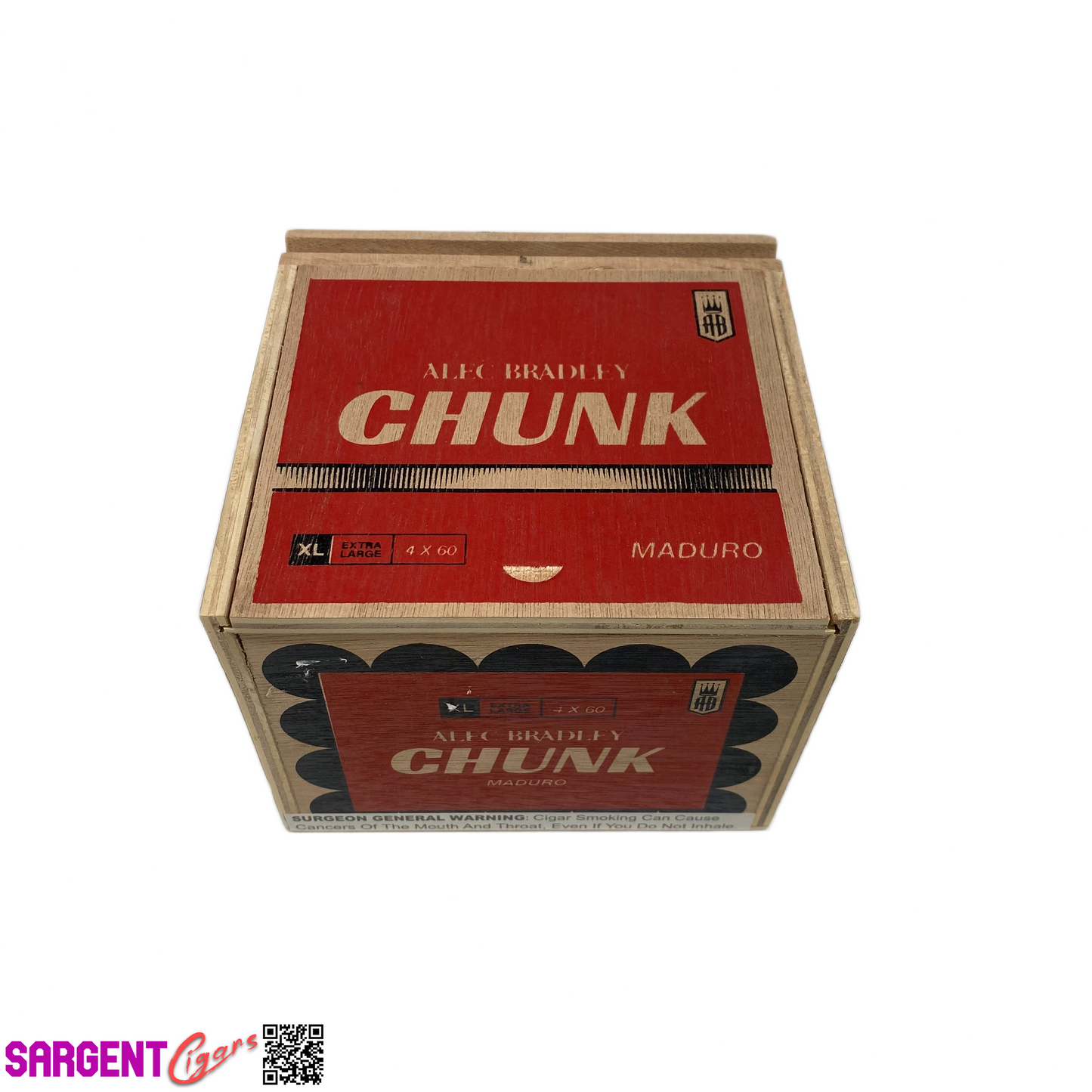 Alec Bradley Chunk XL Empty Wooden Cigar Box 5.25x5x4.25