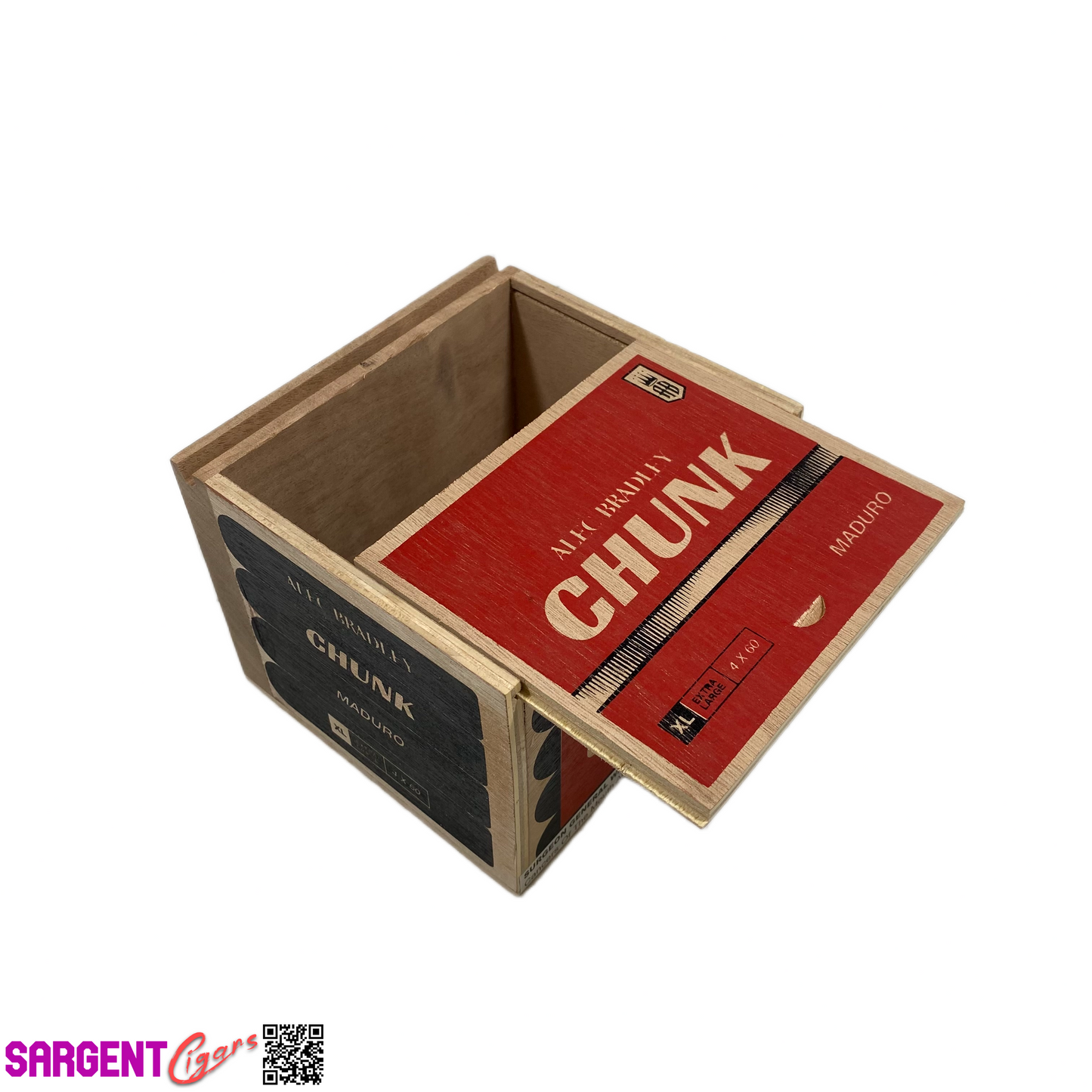 Alec Bradley Chunk XL Empty Wooden Cigar Box 5.25x5x4.25
