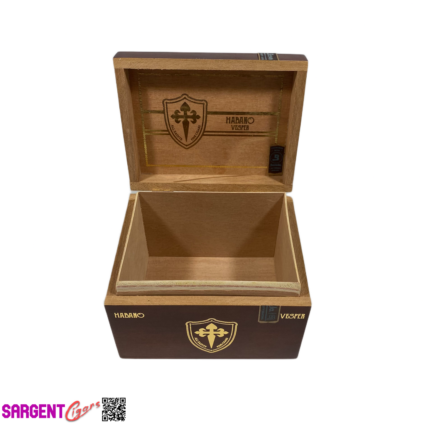All Saints Cigars Vesper Hab Empty Wooden Cigar Box 5.5x4.5x3.75