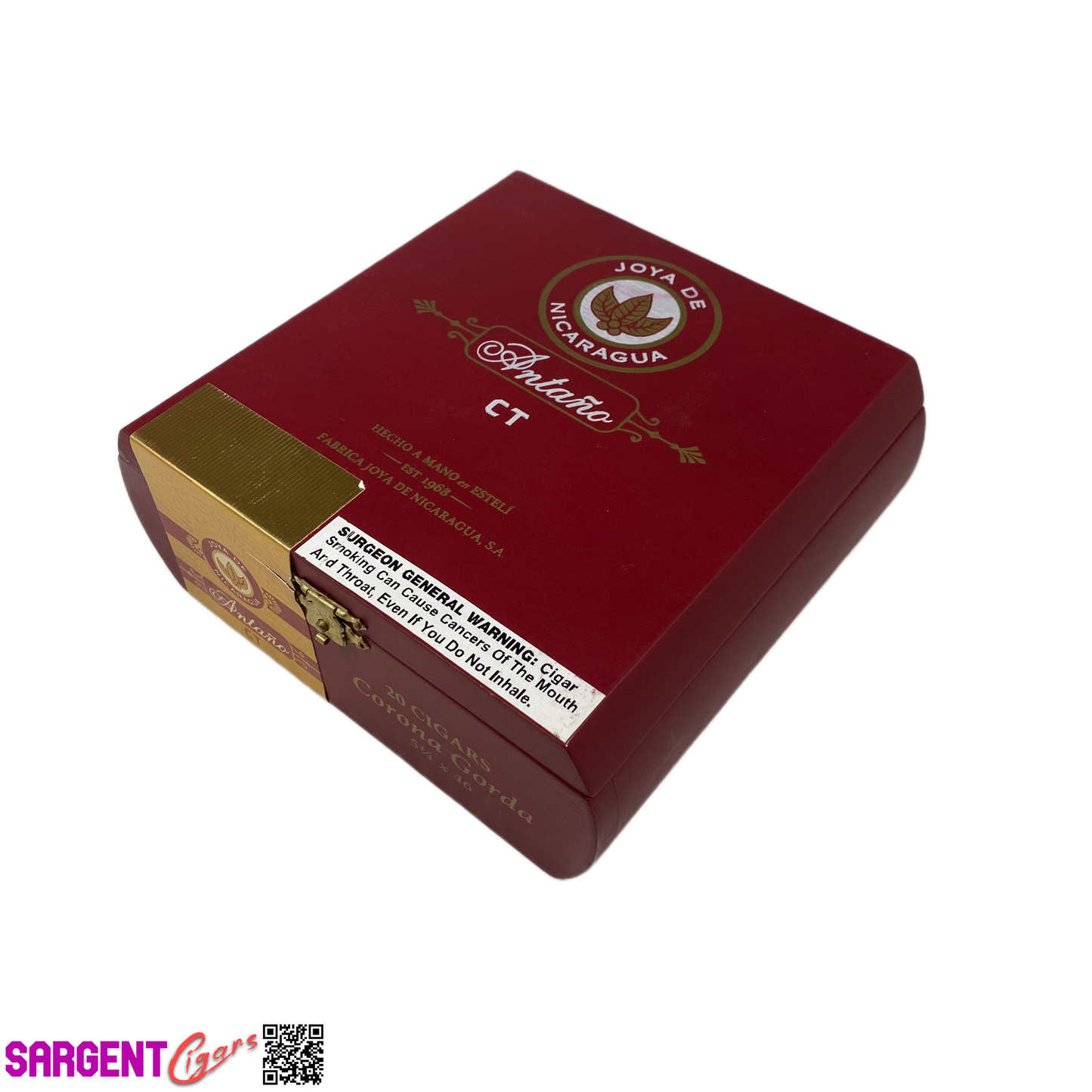 Joya De Nicaragua Antano Connecticut Corona Gorda Empty Wooden Cigar Box 6.25x6x2.5