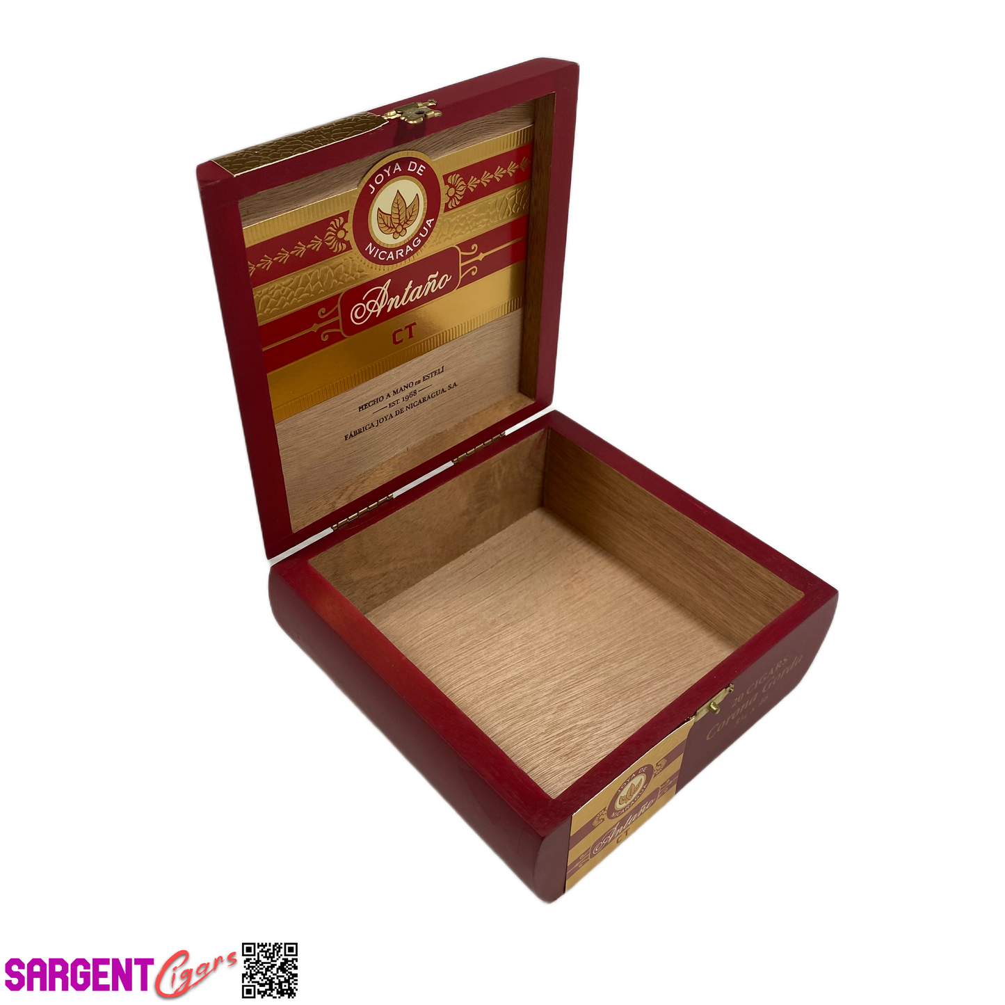 Joya De Nicaragua Antano Connecticut Corona Gorda Empty Wooden Cigar Box 6.25x6x2.5