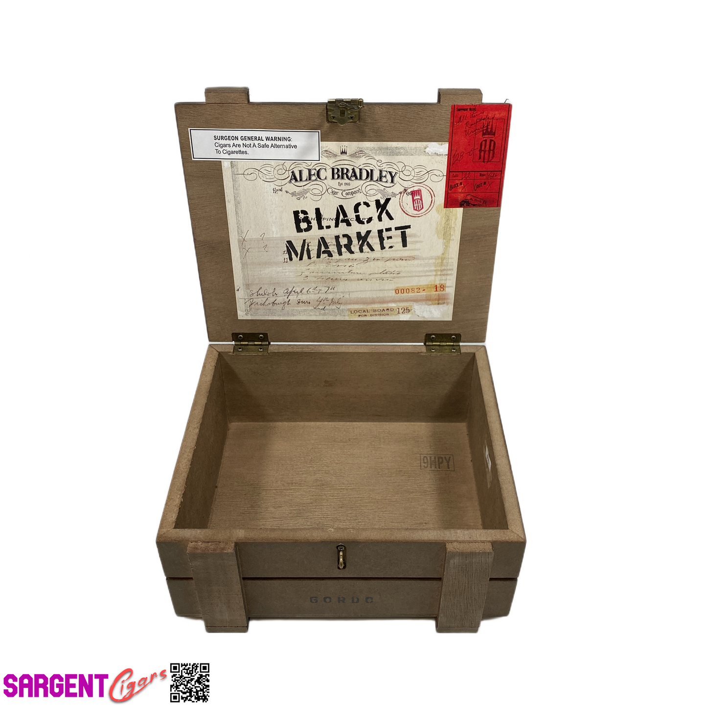 Alec Bradley Black Market Gordo Empty Wooden Cigar Box 8.25x7.25x4